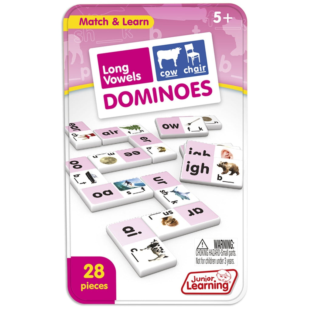 Junior Learning Long Vowel Dominoes - Multiplayer Educational Game Set
