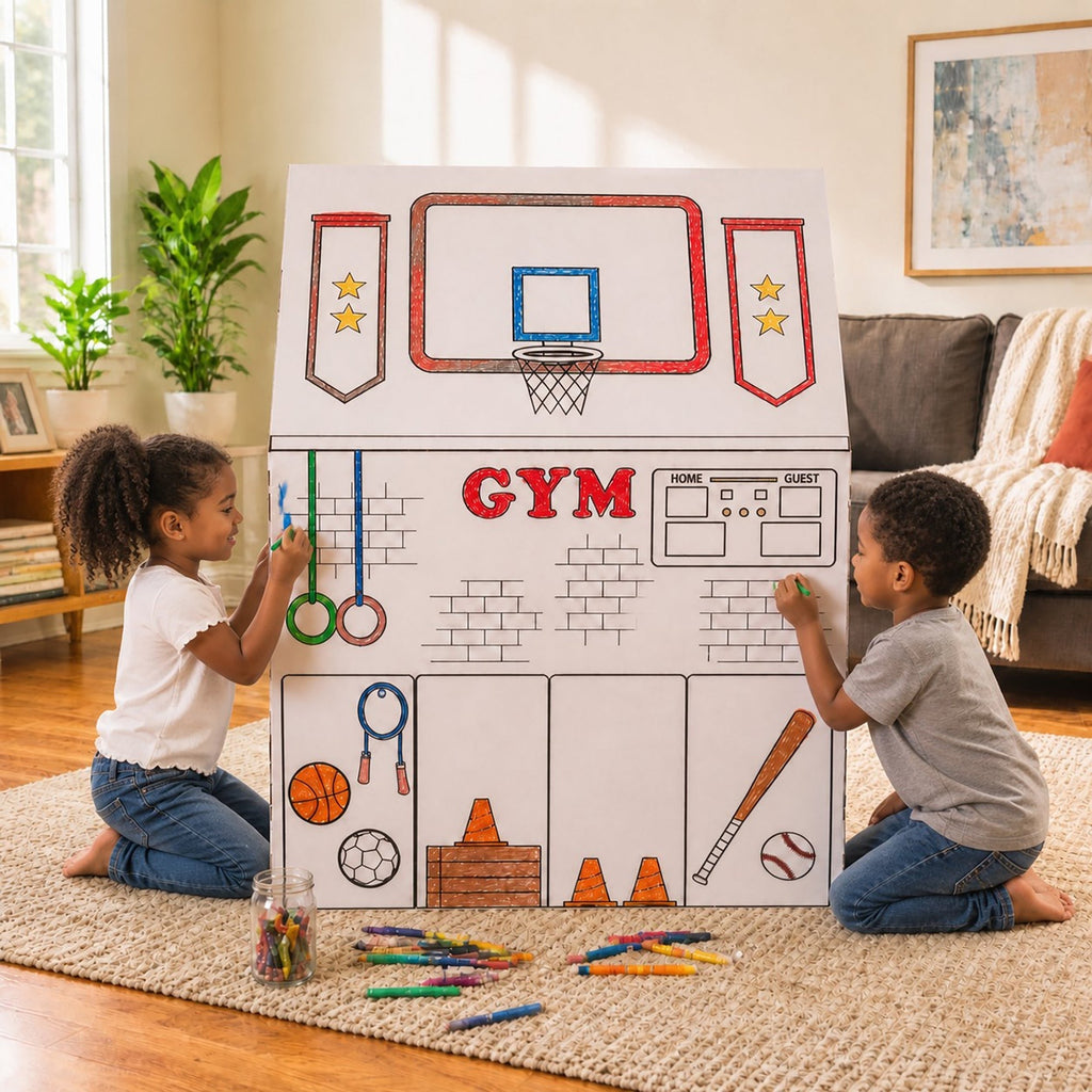 Easy Playhouse School - Decorate & Personalize Cardboard Fort