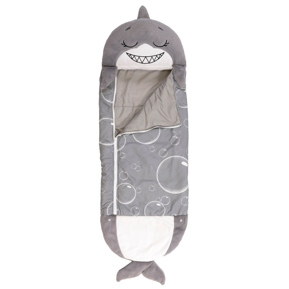 Happy Nappers Large 66 inch Grey Shark Pillow & Sleepy Sack - Kids 7+