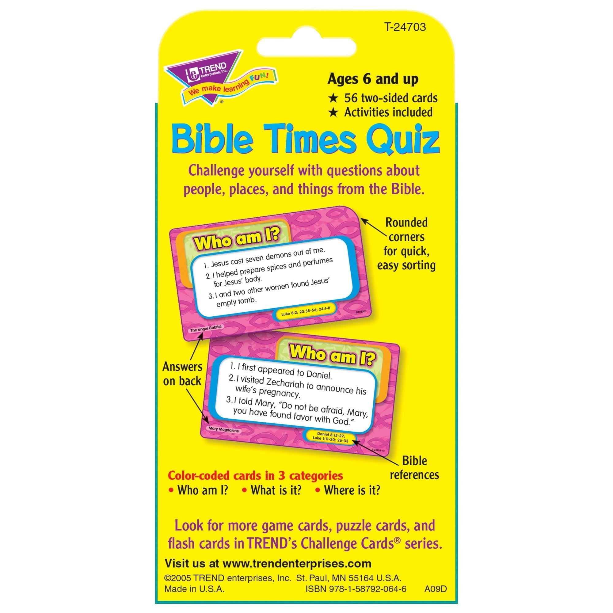 TREND Bible Times Quiz Challenge Cards, Multipack of 6