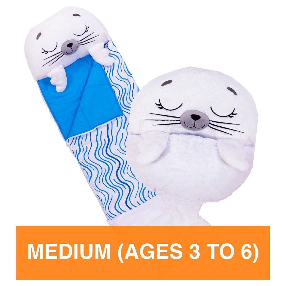 Happy Nappers Sammy The Seal 54 inch Pillow to Sleepy Sack - Medium