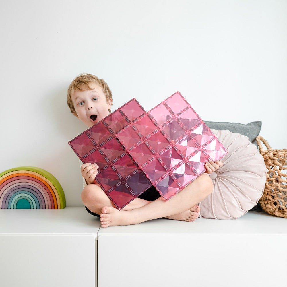 Connetix Magnetic Tiles Pastel Pink & Berry Base Plate Duo, 2-Piece Set
