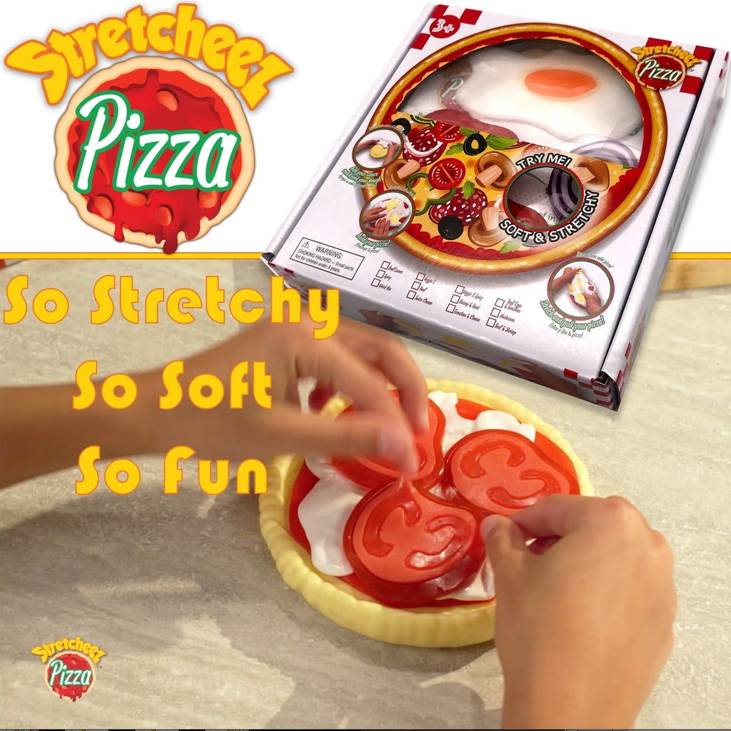 Stretcheez Pizza Playset - Surprise Toppings and Styles - Stretchy Toy Food for Creative Roleplay, Ages 3+
