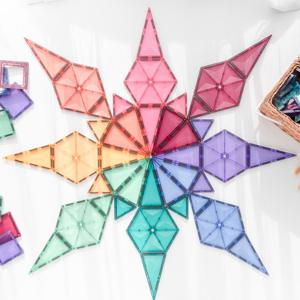 Connetix Pastel Geometry Magnetic Tiles Set - 40 Pieces