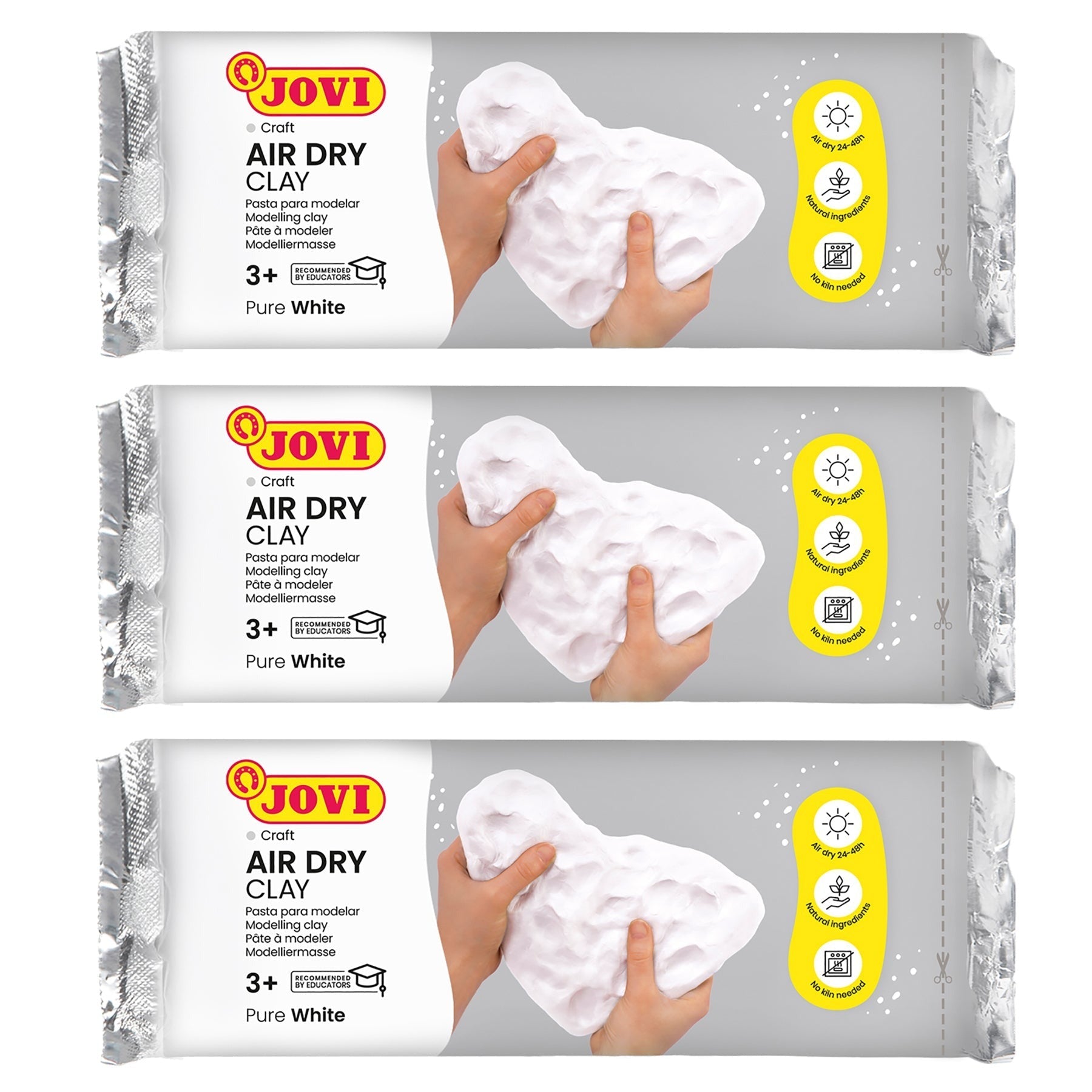 JOVI Natural Air Dry Clay Set - White, 1.1lb Each, Pack of 3