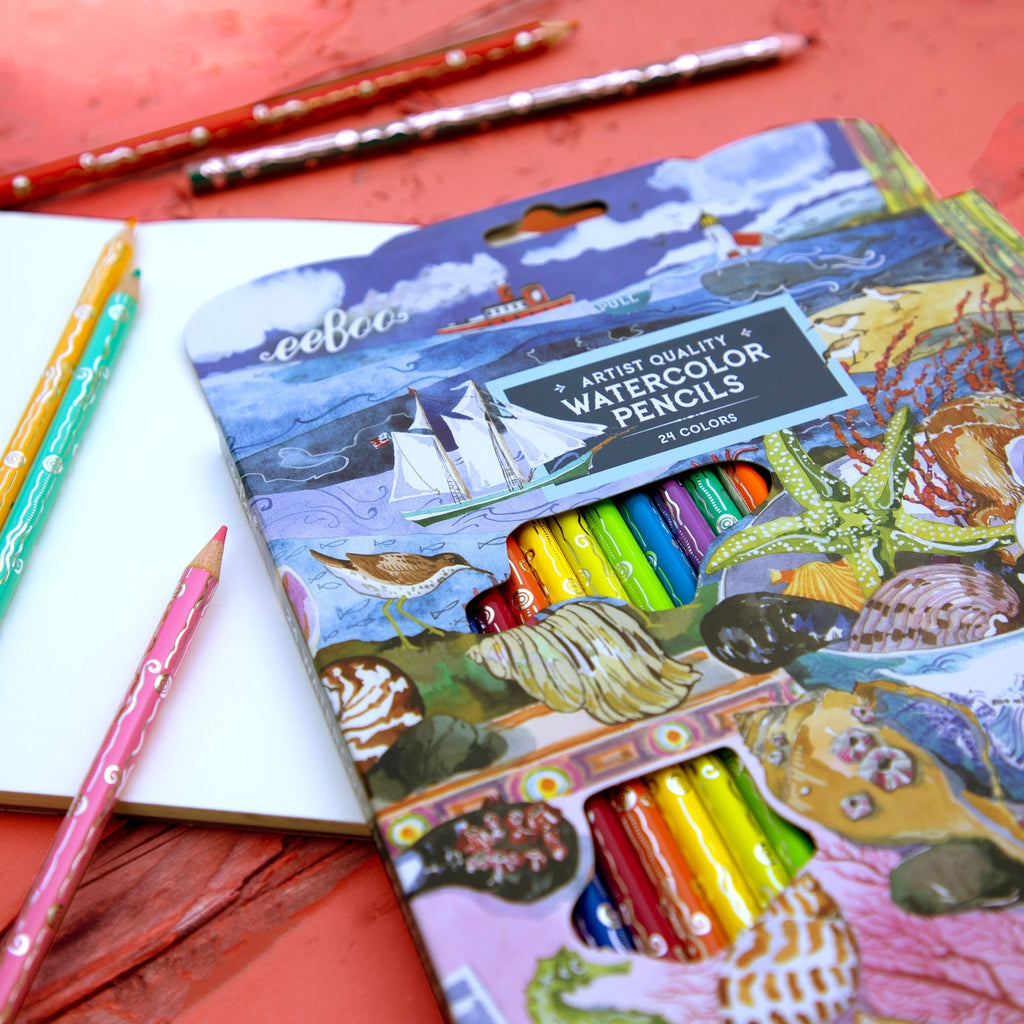 eeBoo Piece & Love Seashells Watercolor Pad - 16 Sheets, 180GSM Paper, 9.5x6.5 Inch