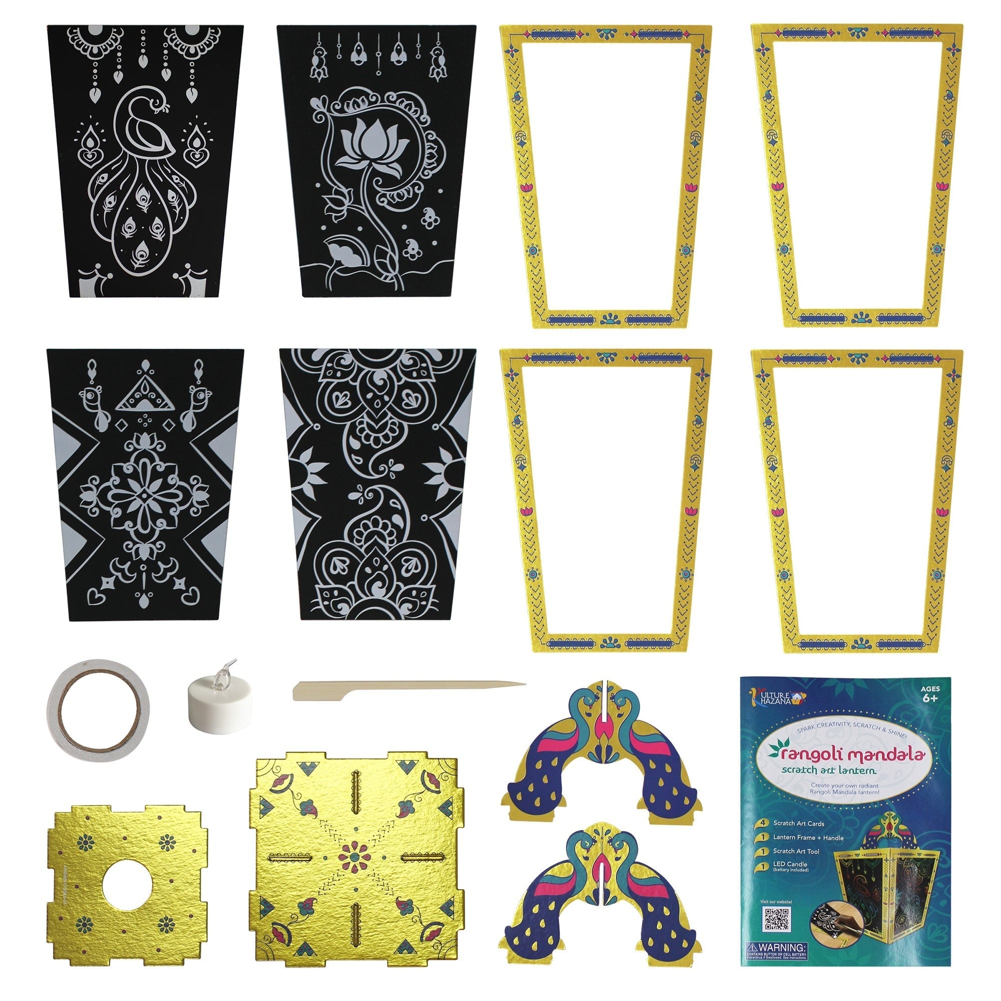 Kulture Khazana Rangoli Mandala Scratch Art Lantern Kit