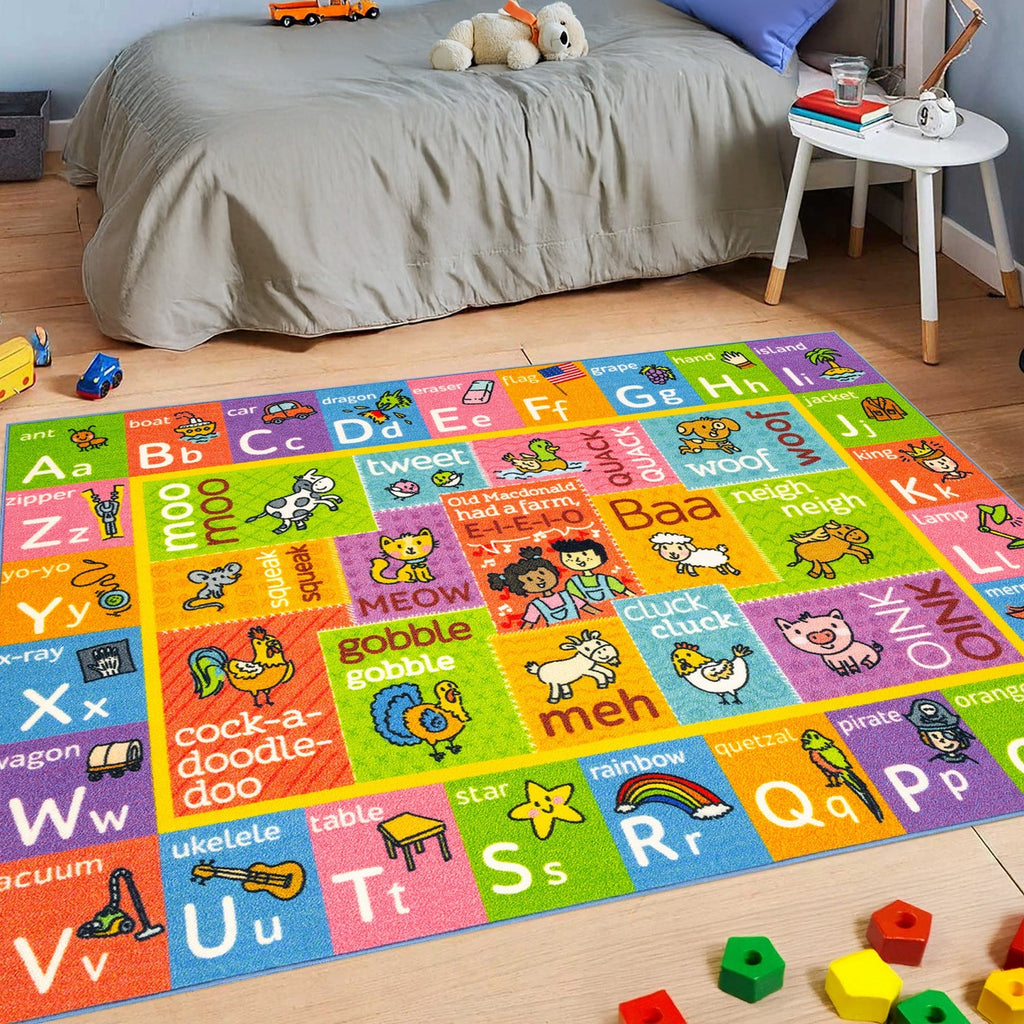 KC Cubs ABC Alphabet Animal Sounds Educational Rug 3x5 Foot Playmat