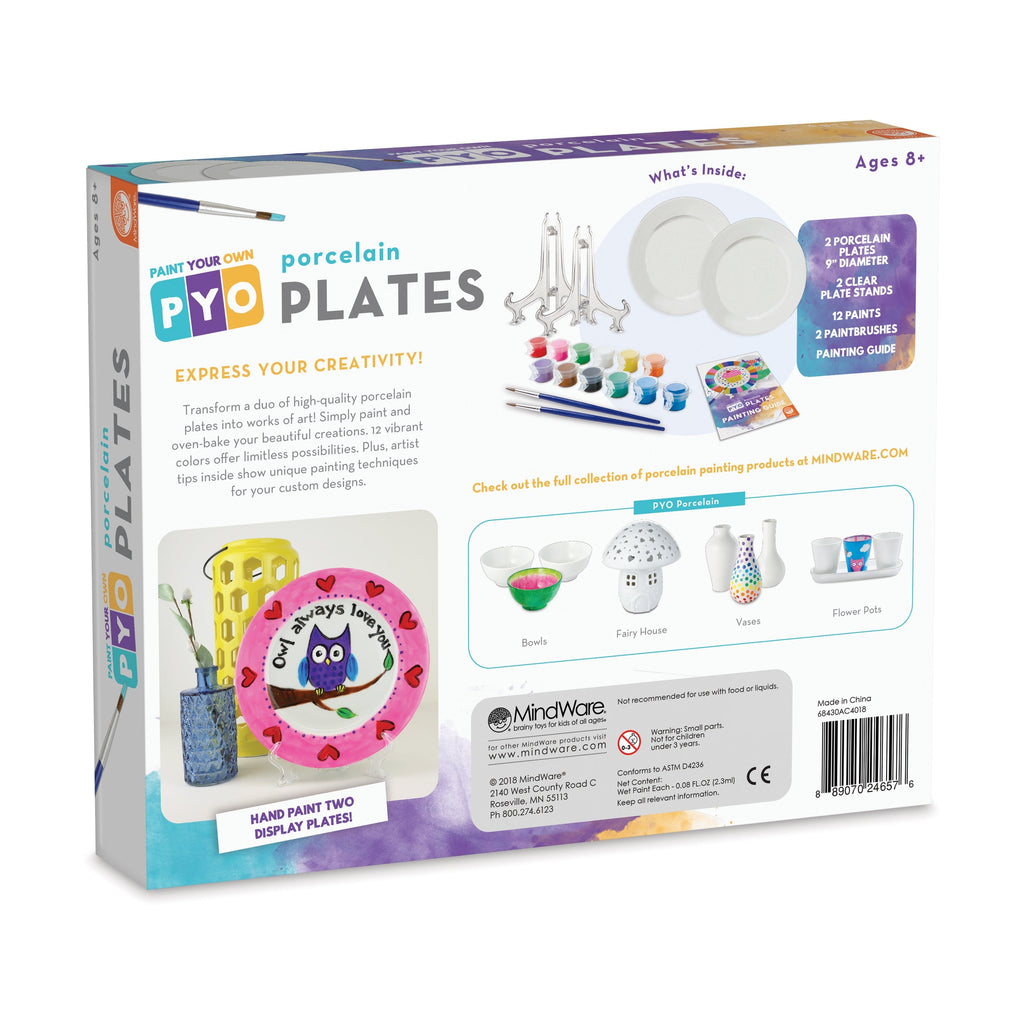 Paint Your Own Porcelain Plates Craft Kit With 12 Paints And Display Stands