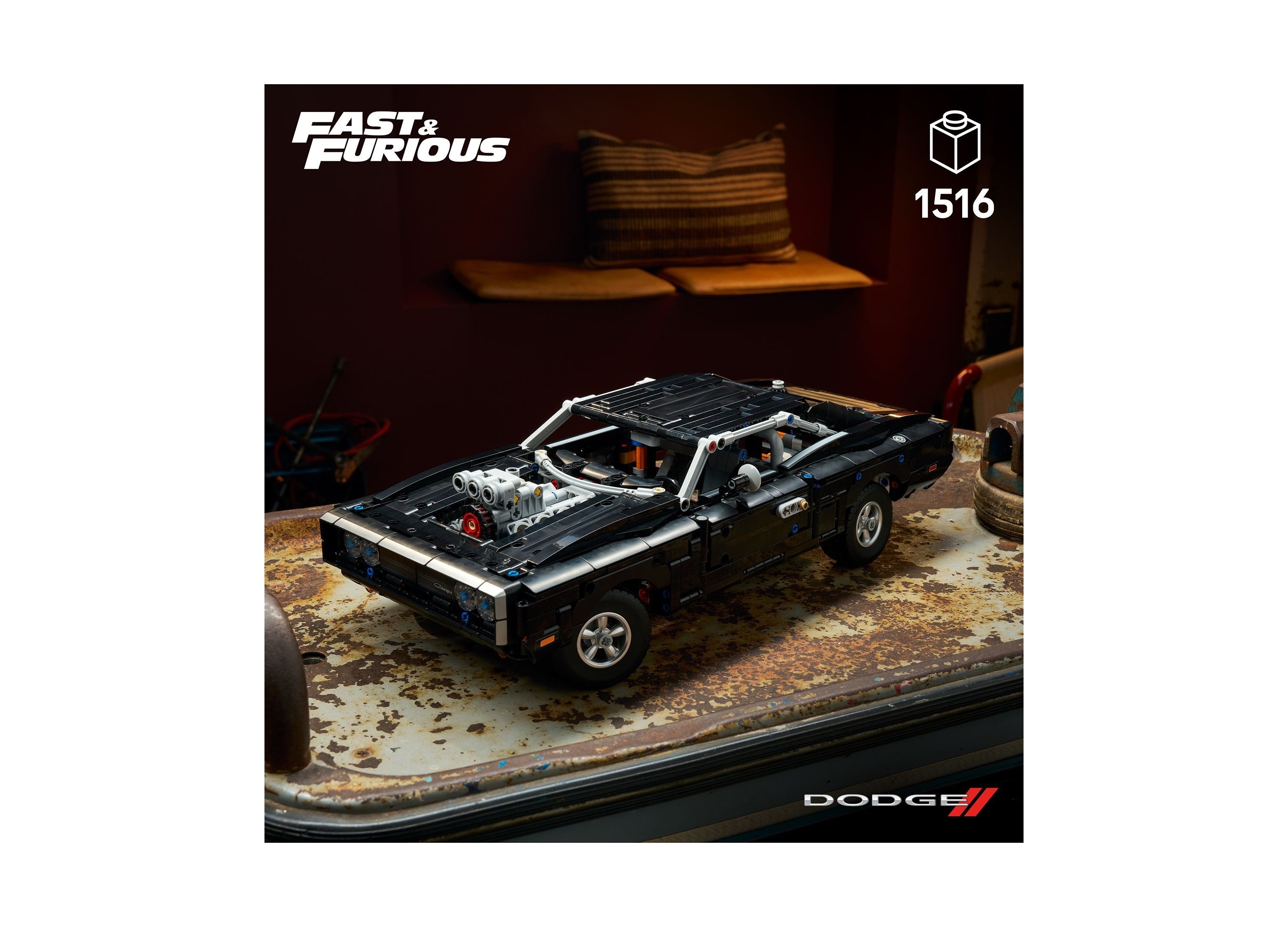 LEGO Technic Fast & Furious Dodge Charger R/T Building Set, 1516 Pieces