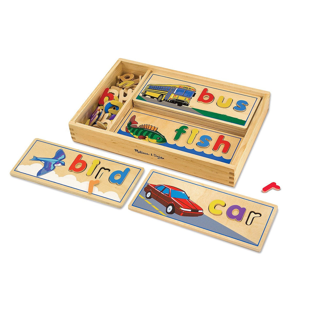See & Spell Wooden Letter Puzzle Set With 50+ Pieces And Storage Case
