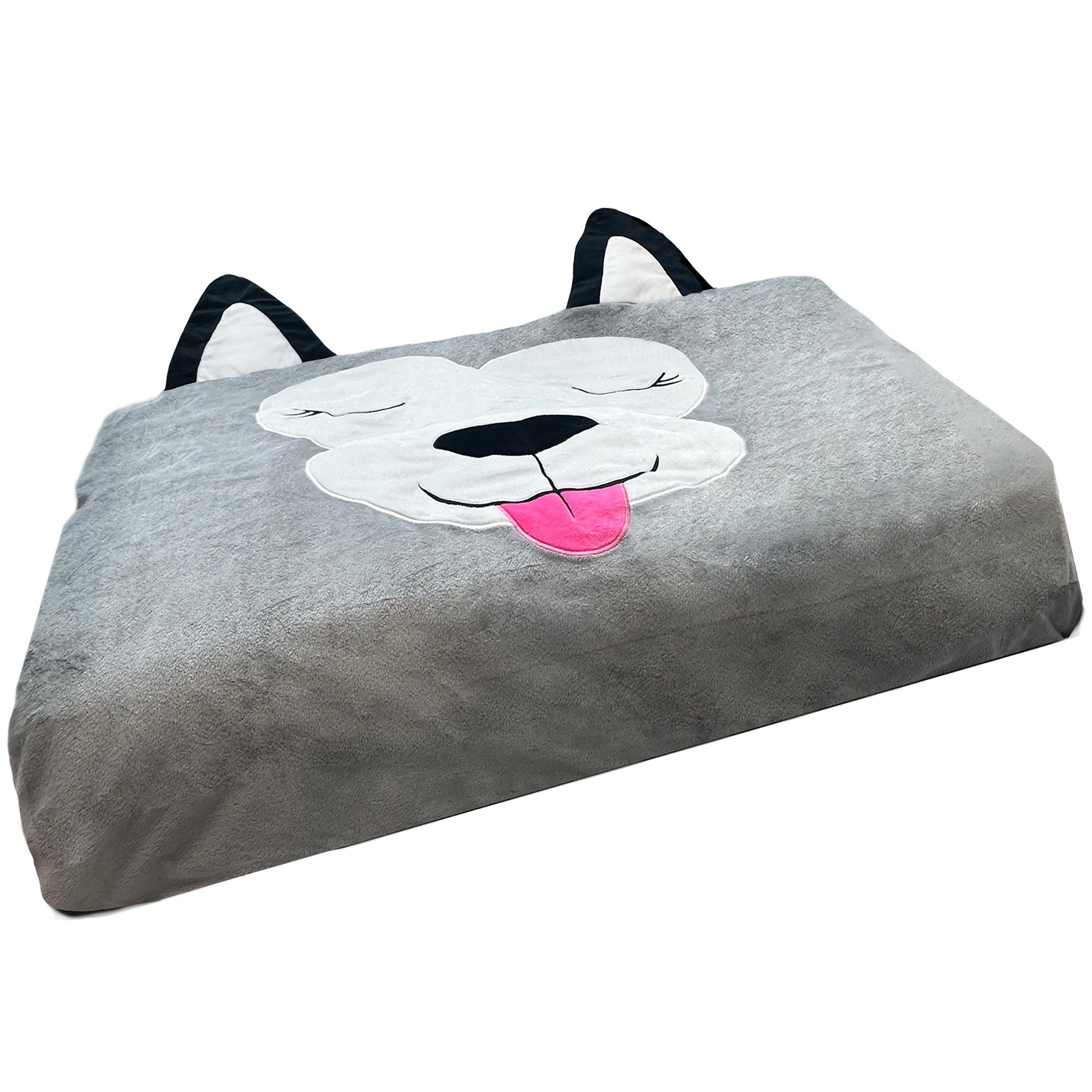 Happy Nappers Pet Bed In A Box Slipcover, Hutch The Gray Dog, Small 24x18-Inch