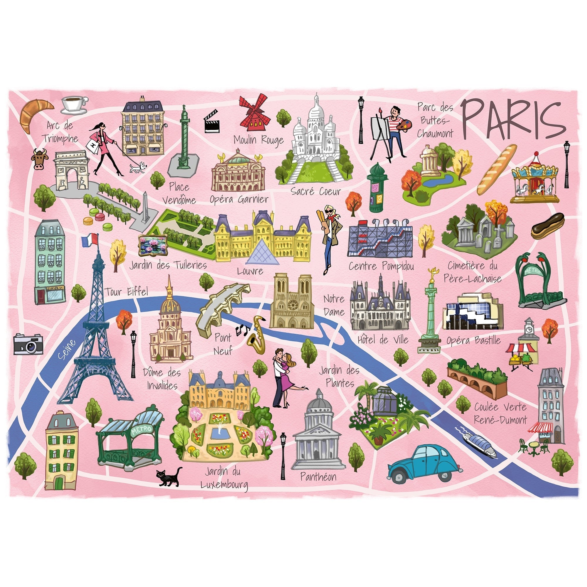 TEAMPUZZLE Paris 1,000-Piece Cooperative Puzzle, 2 Sections, 27 x 19-Inch
