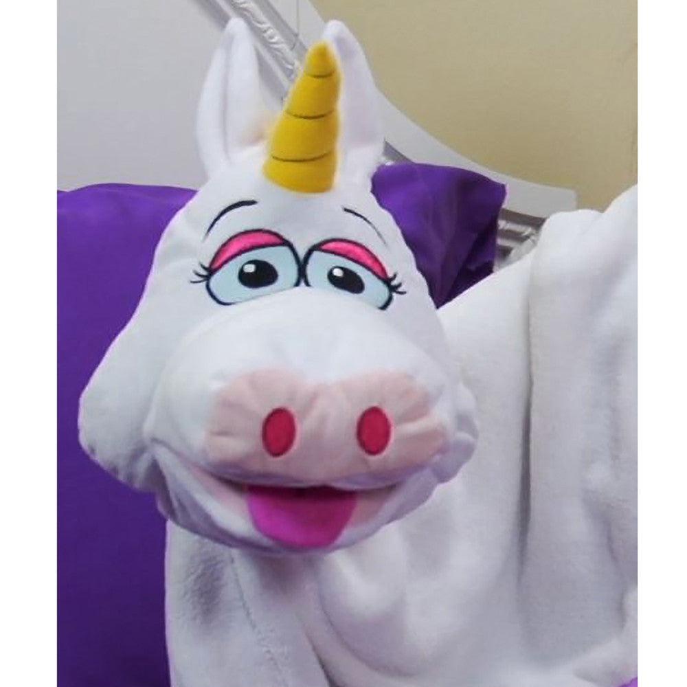 Cuddleuppets Magical Unicorn 2-in-1 Plush Puppet & Blanket - White-Purple