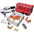 Big Country Toys Truck & Cattle Trailer 18-Piece Playset With Lights And Sounds