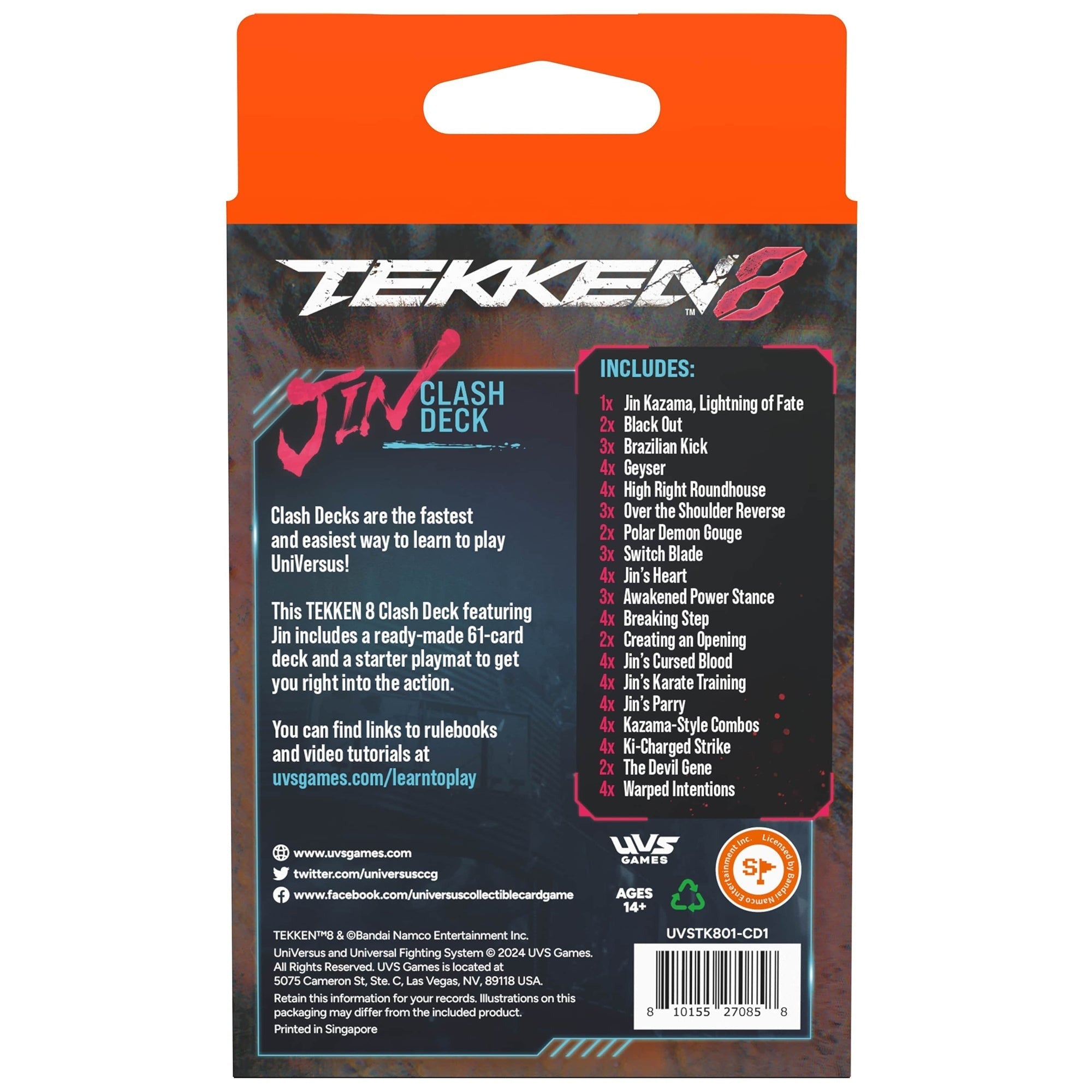 Tekken 8 UniVersus Jin Kazama Clash Deck Card Game