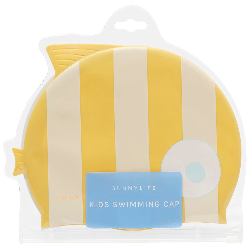 Sunnylife Finn The Fish Kids' Silicone Swim Cap, Ages 3-9