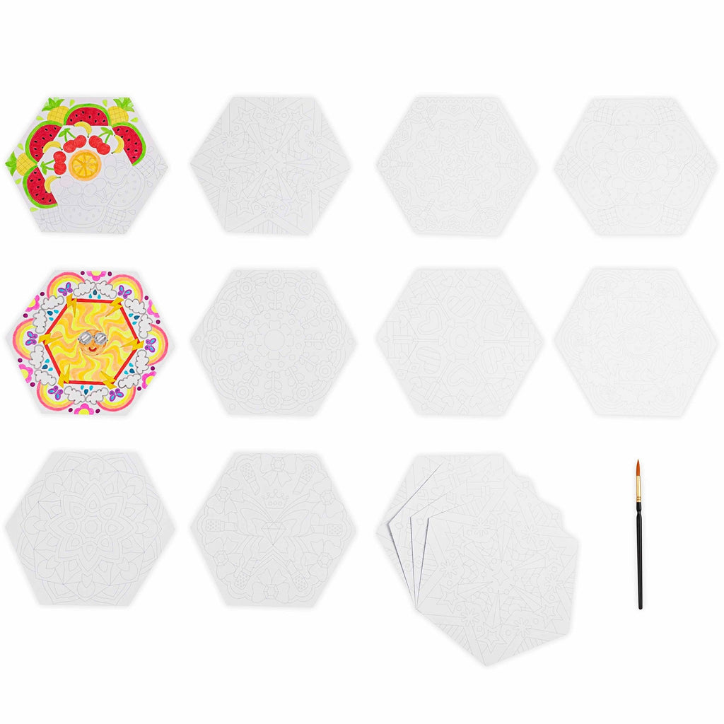Mandala Mixed Media Coloring Pad - 24 Hexagon Sheets, 160gsm Acid-Free Paper