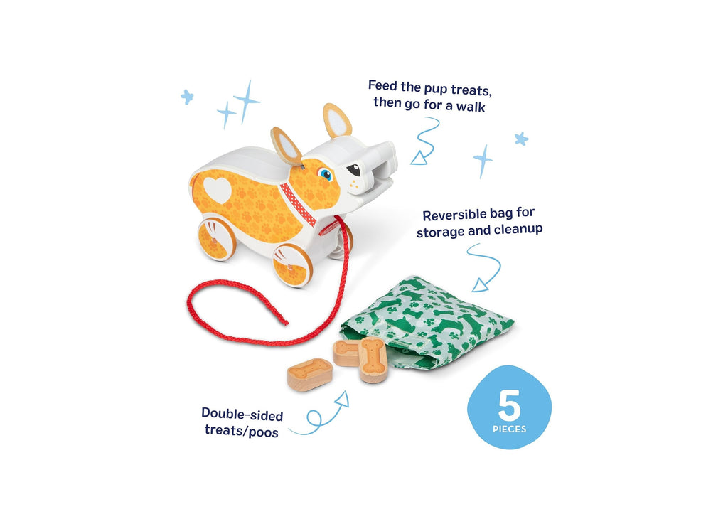 Melissa & Doug Pooping Puppy Wooden Pull-Toy With Leash And Treats