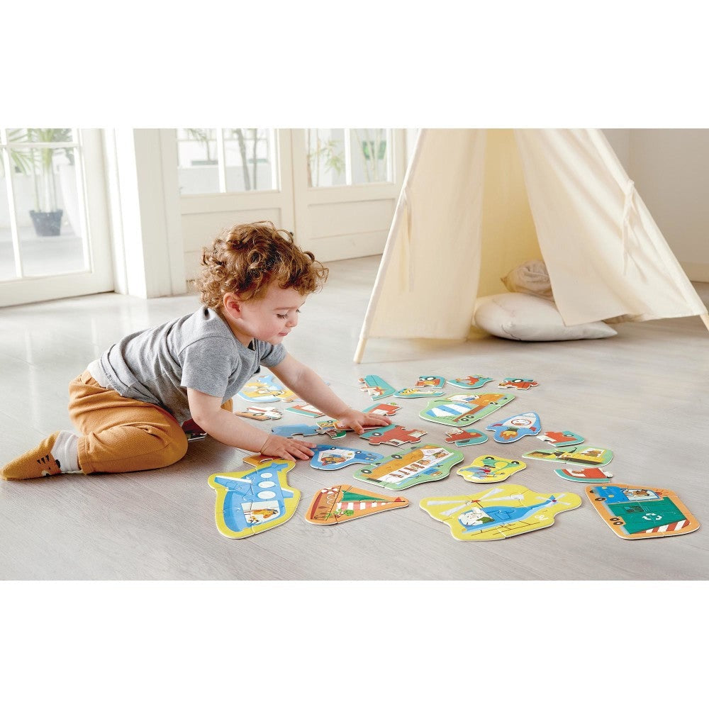 Hape Wheels & Wonders 15-Pack Mini Vehicle Puzzles