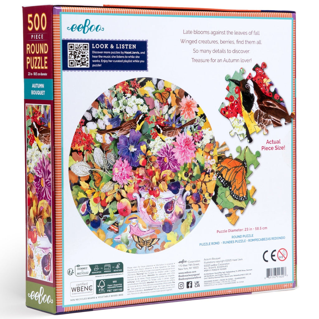 Piece&Love Autumn Bouquet - 500 pc Round Jigsaw Puzzle