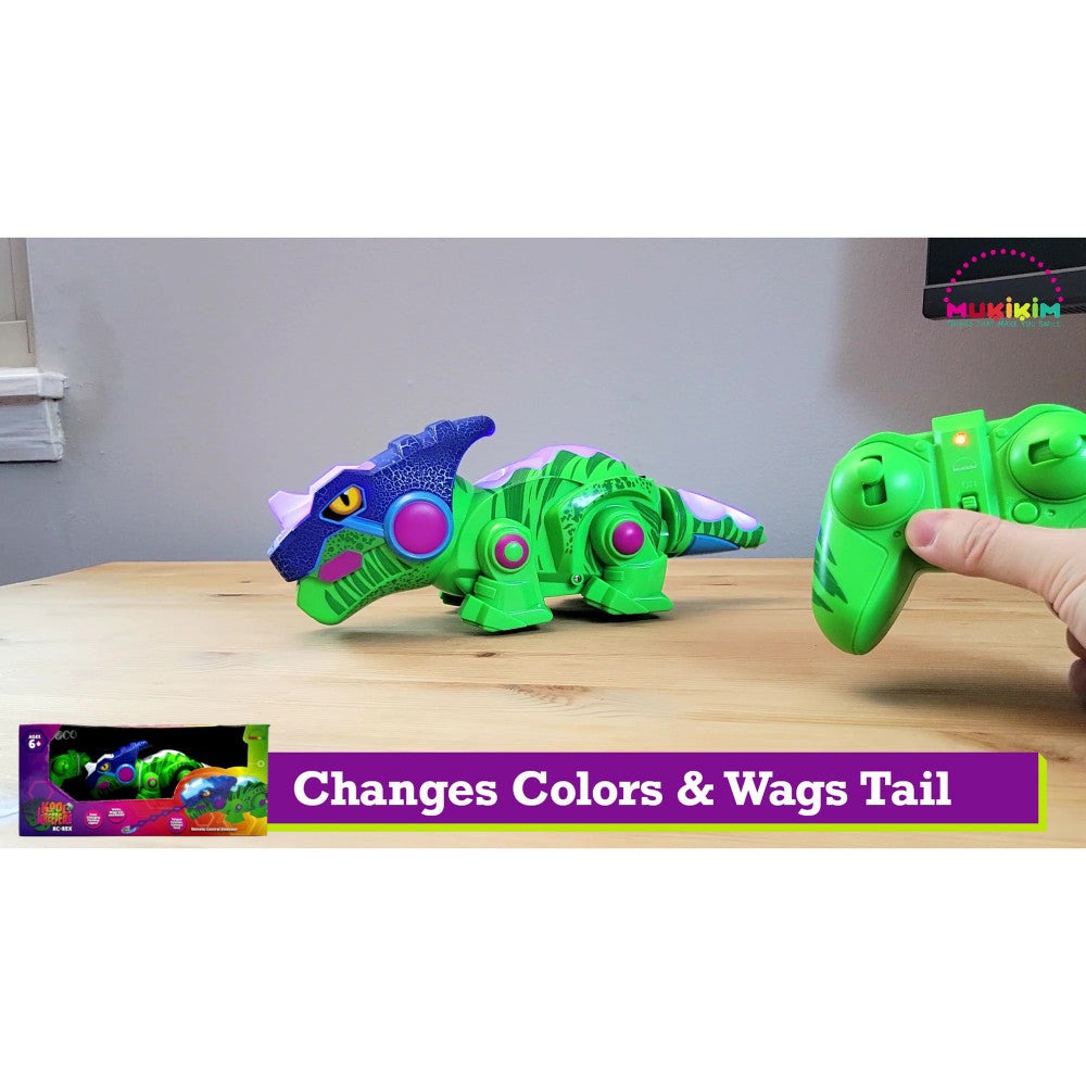 MukikiM Kool Kreepers RC-Rex - Color-Changing Dinosaur - Green & Blue