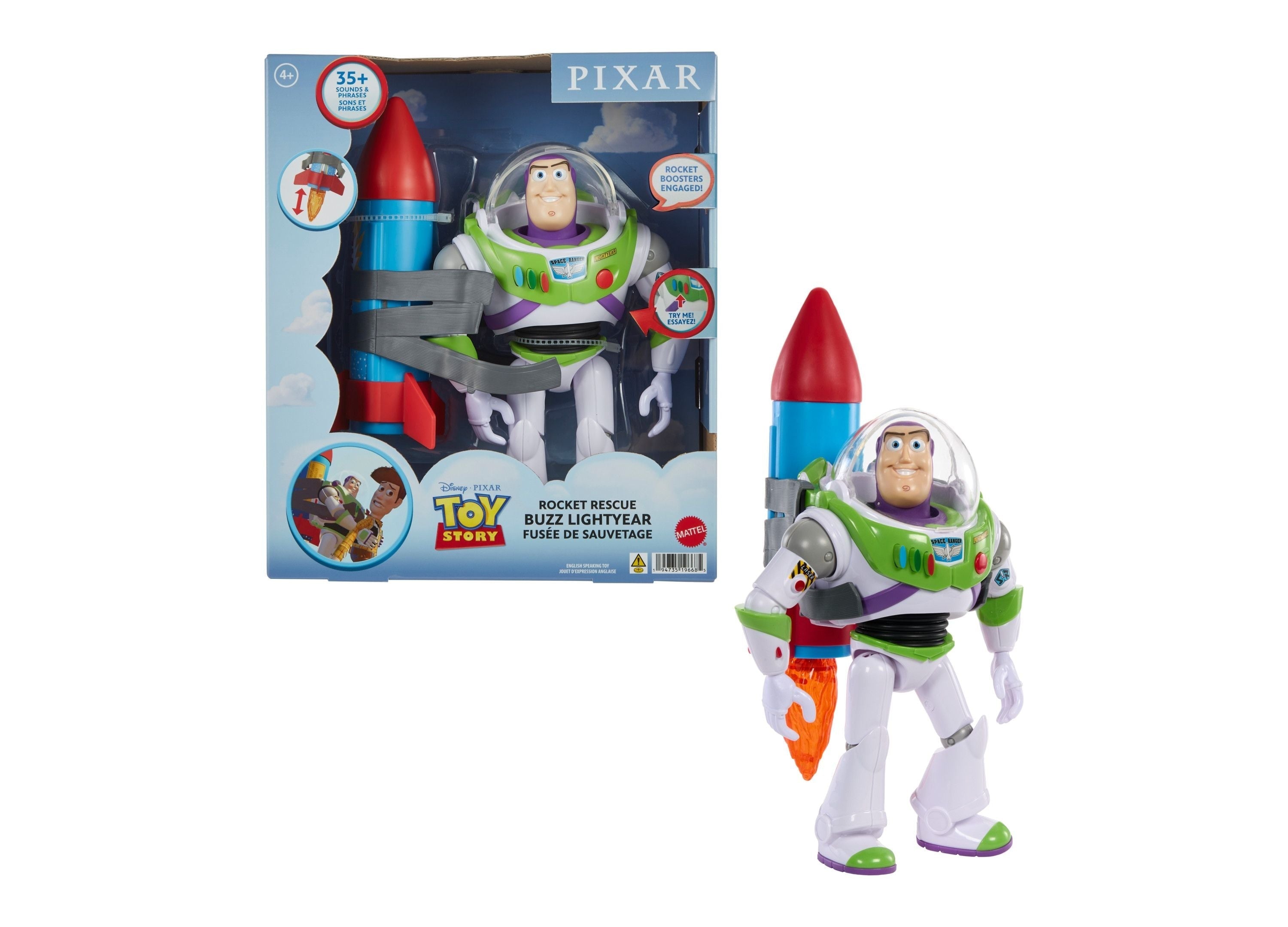 Disney Pixar Toy Story Buzz Lightyear 10-Inch Action Figure With Rocket And Sounds