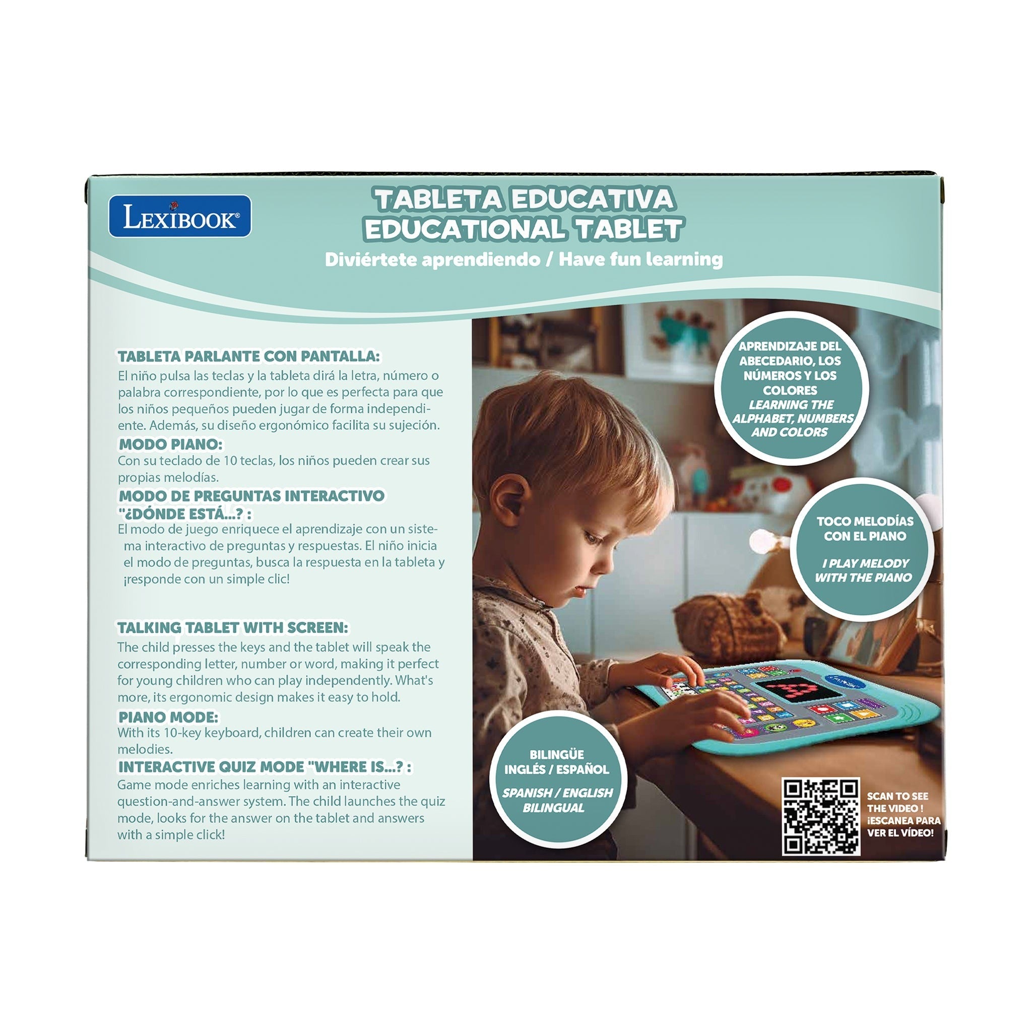 LEXIBOOK ABC Bilingual Talking Educational Tablet - Touch Panel, LED Display, English/Spanish