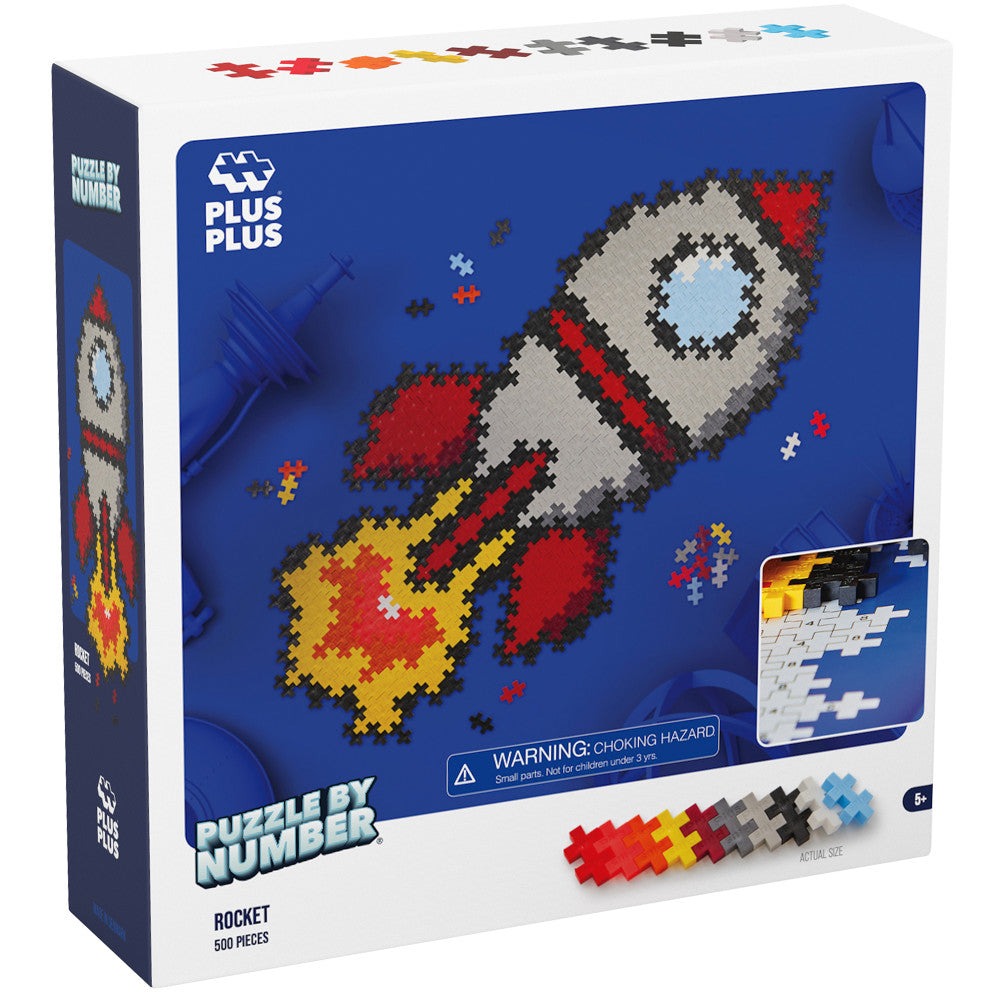 Plus-Plus Puzzle by Number Rocket - 500 Piece Creative Set for Kids Ages 5+