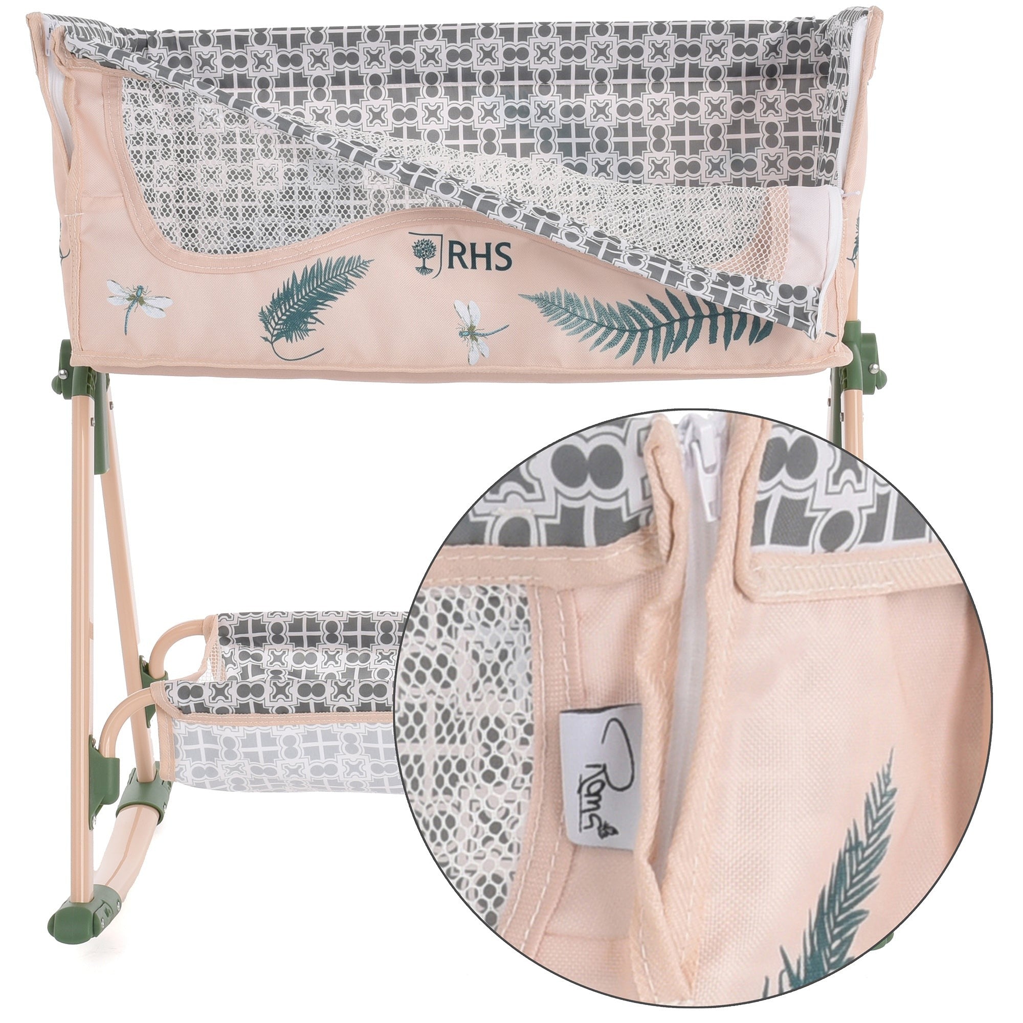 Roma RHS Bedside Crib With Adjustable Height And Rocking Mode For Dolls