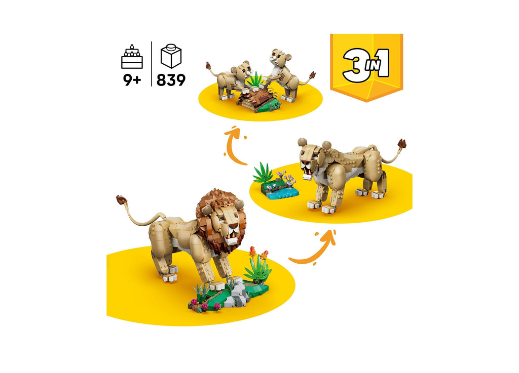 LEGO Creator 3-in-1 Wild Animals Majestic Lion 839-Piece Building Set