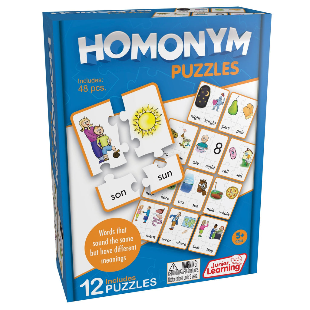 Junior Learning Homonym Puzzles - Word Matching Jigsaw - Pack of 3