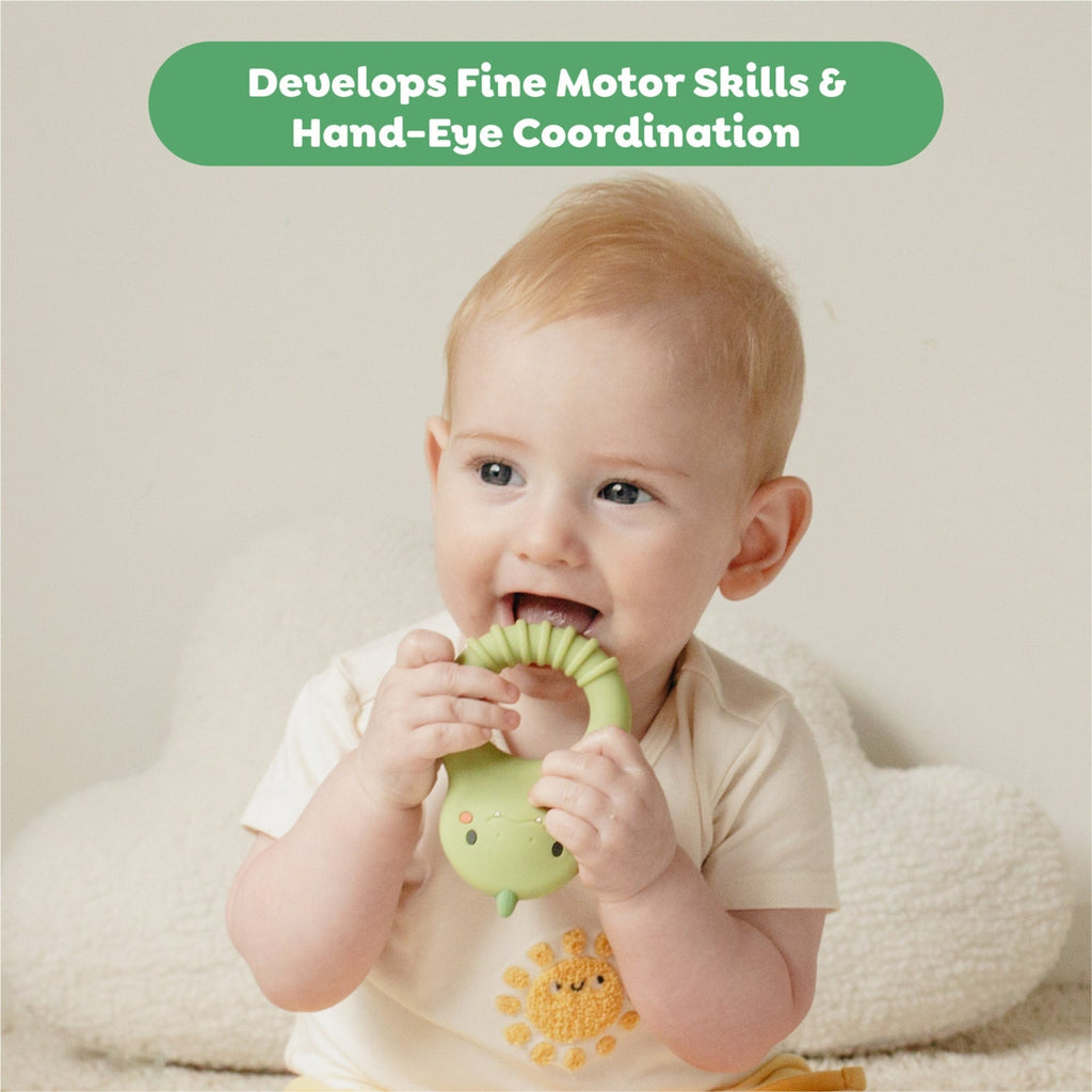 Tiger Tribe Dino Silicone Teether - Soft Textured Sensory Relief Toy