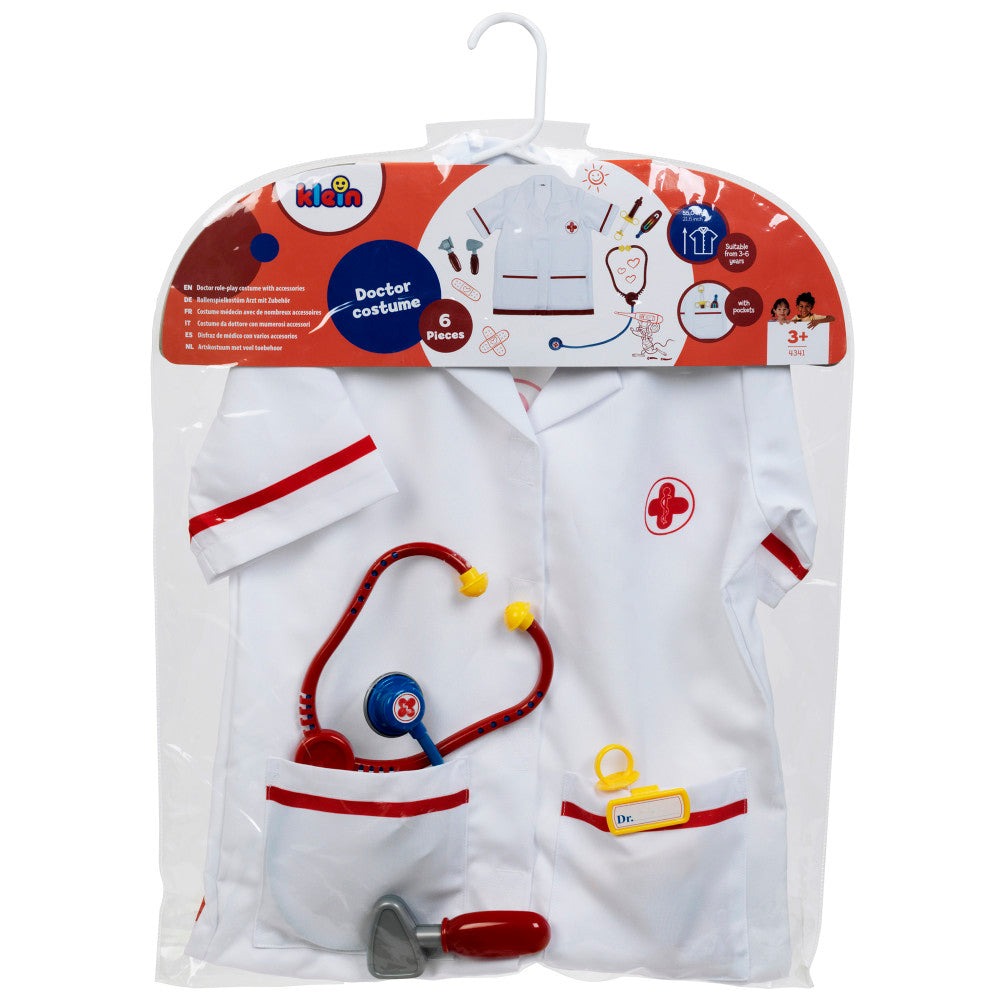 Klein 6-Piece PRO Doctor Costume Set - White & Red - Kids Ages 3+