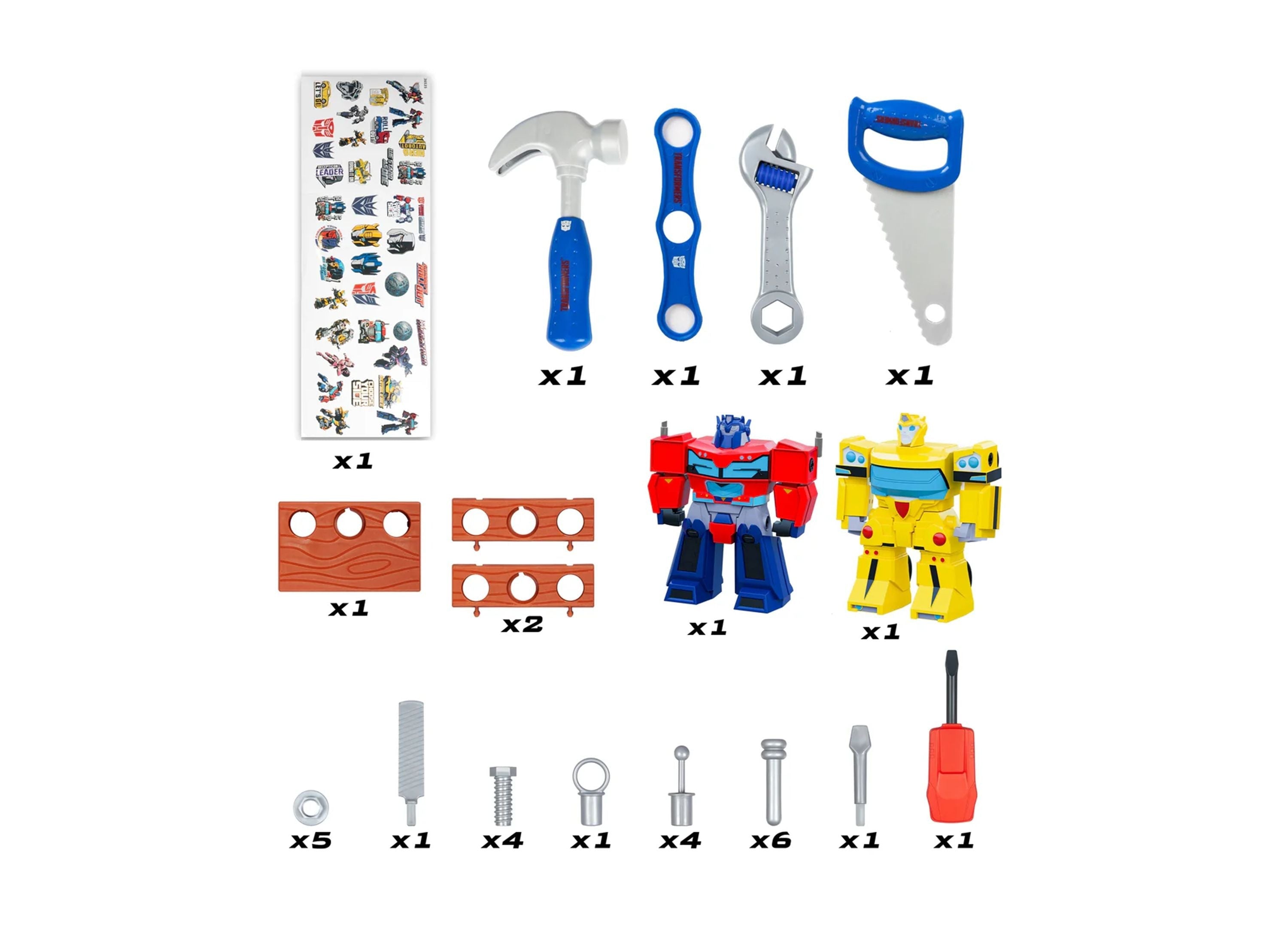 Transformers Rescue Bots Academy Tool Bench Playset With Take-Apart Bumblebee & Optimus Prime - 68 Pieces