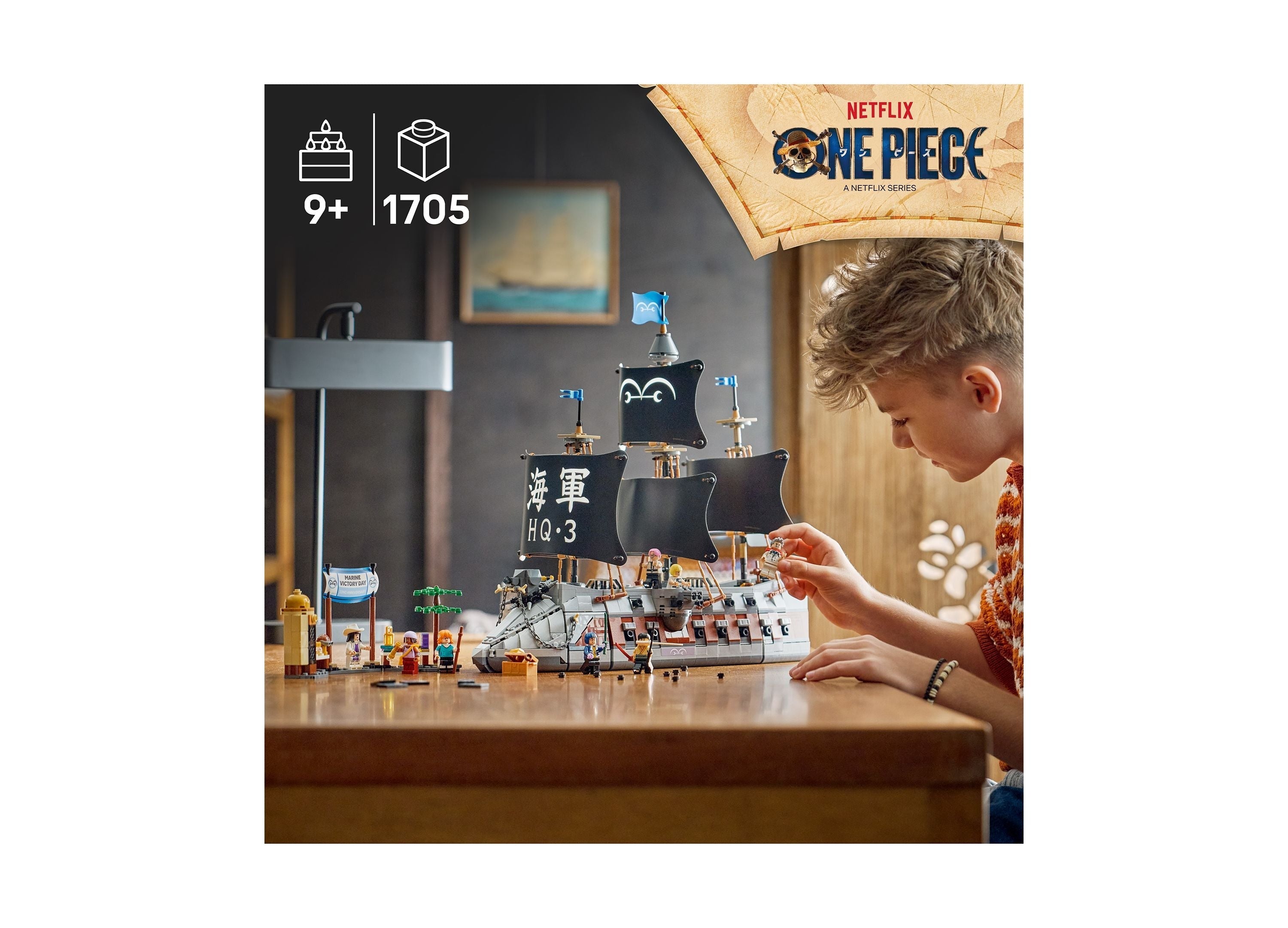 LEGO One Piece Garp's Marine Battleship 1,705-Piece Building Set