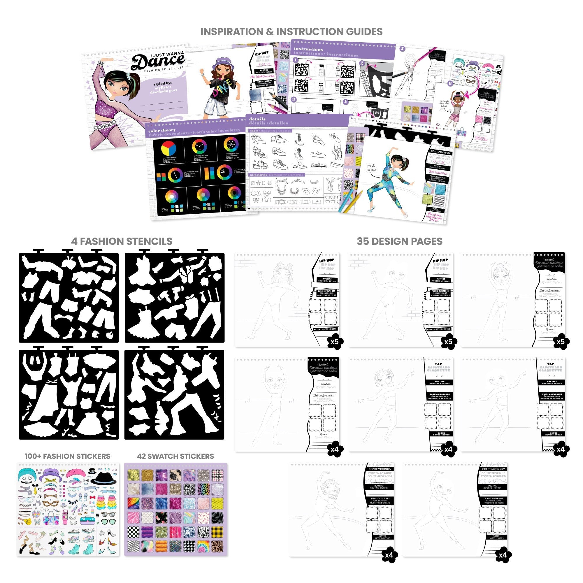 Fashion Angels I Just Wanna Dance Fashion Sketch Set With Stencils And Stickers