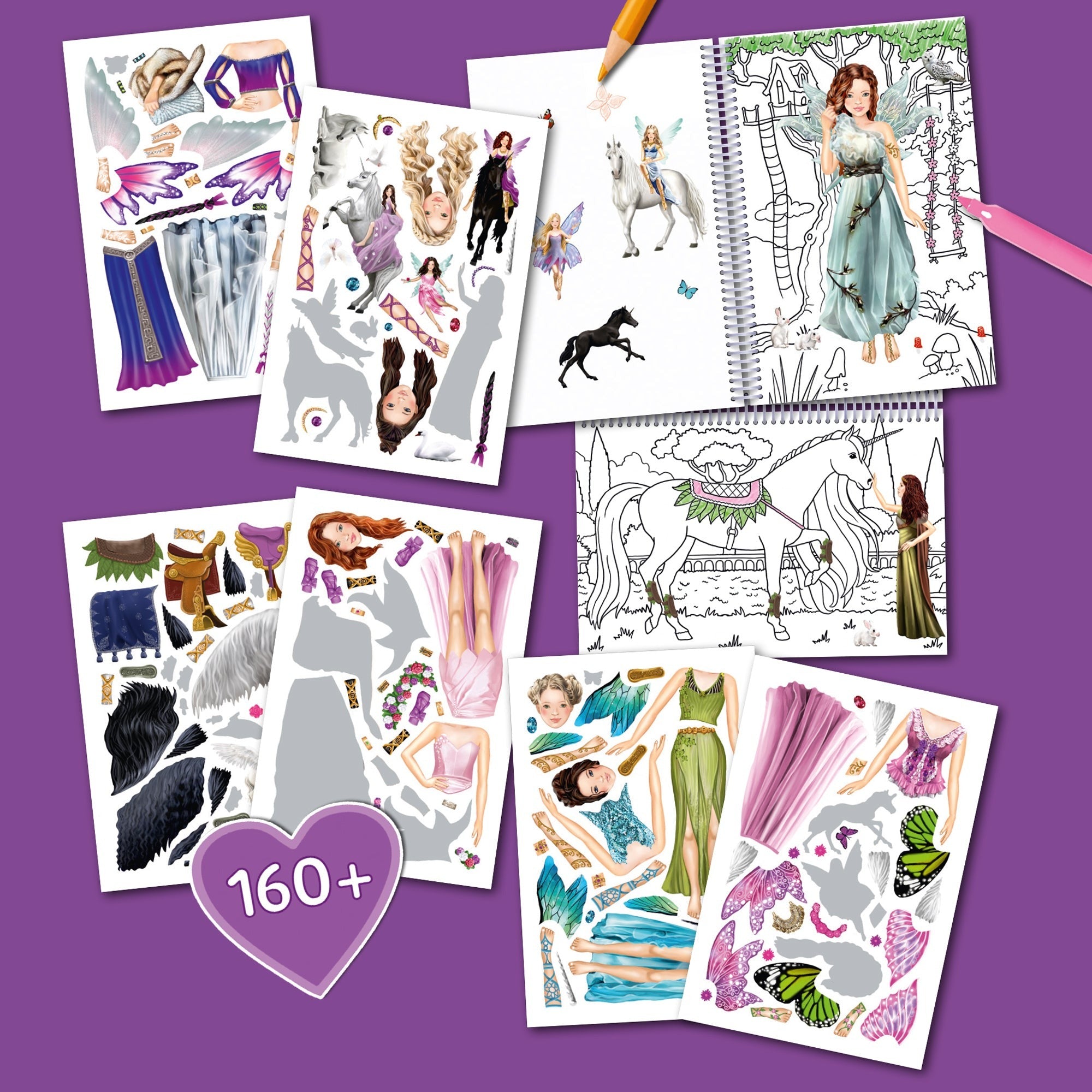 Book 'N' App Elves Color & Sticker Fun Book with 160+ Reusable Stickers, 3D Cover