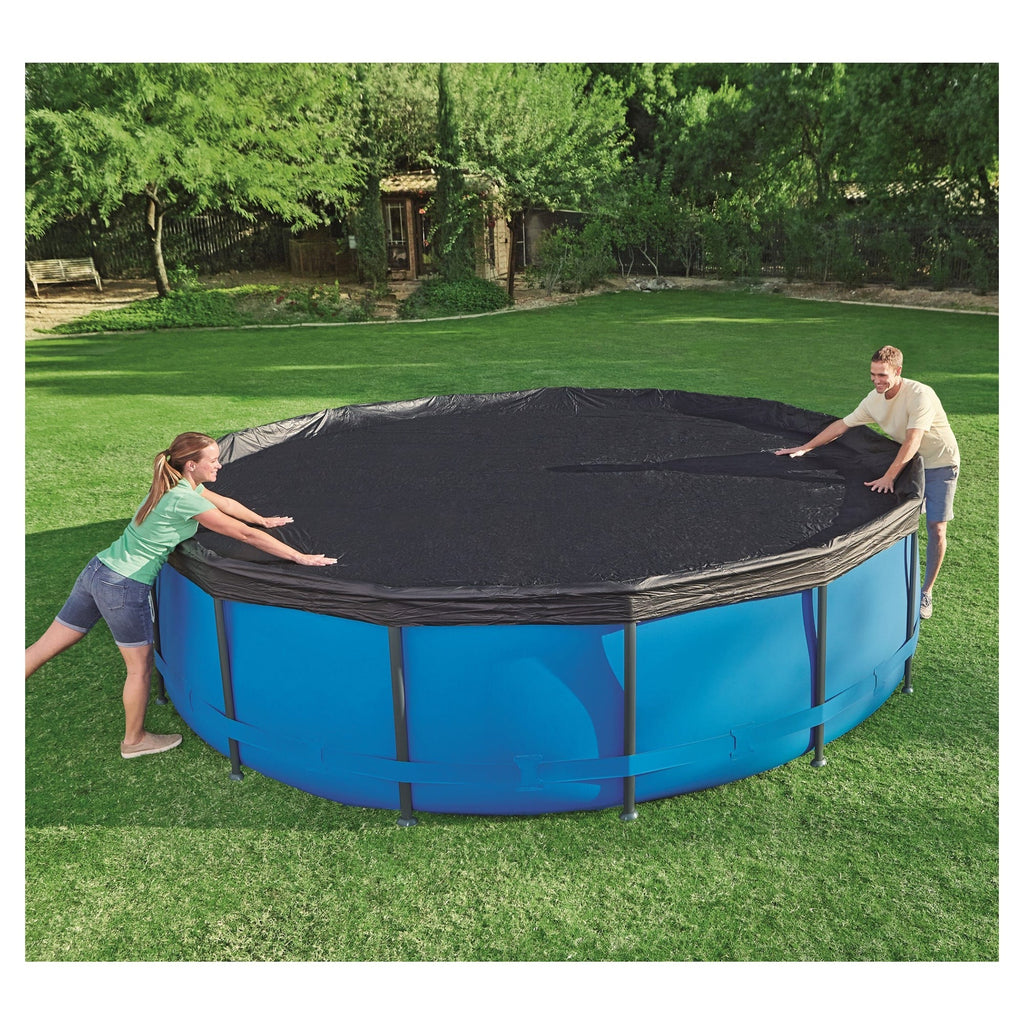 Flowclear Pool Cover For 10-Foot Pools With Drain Holes And Ropes