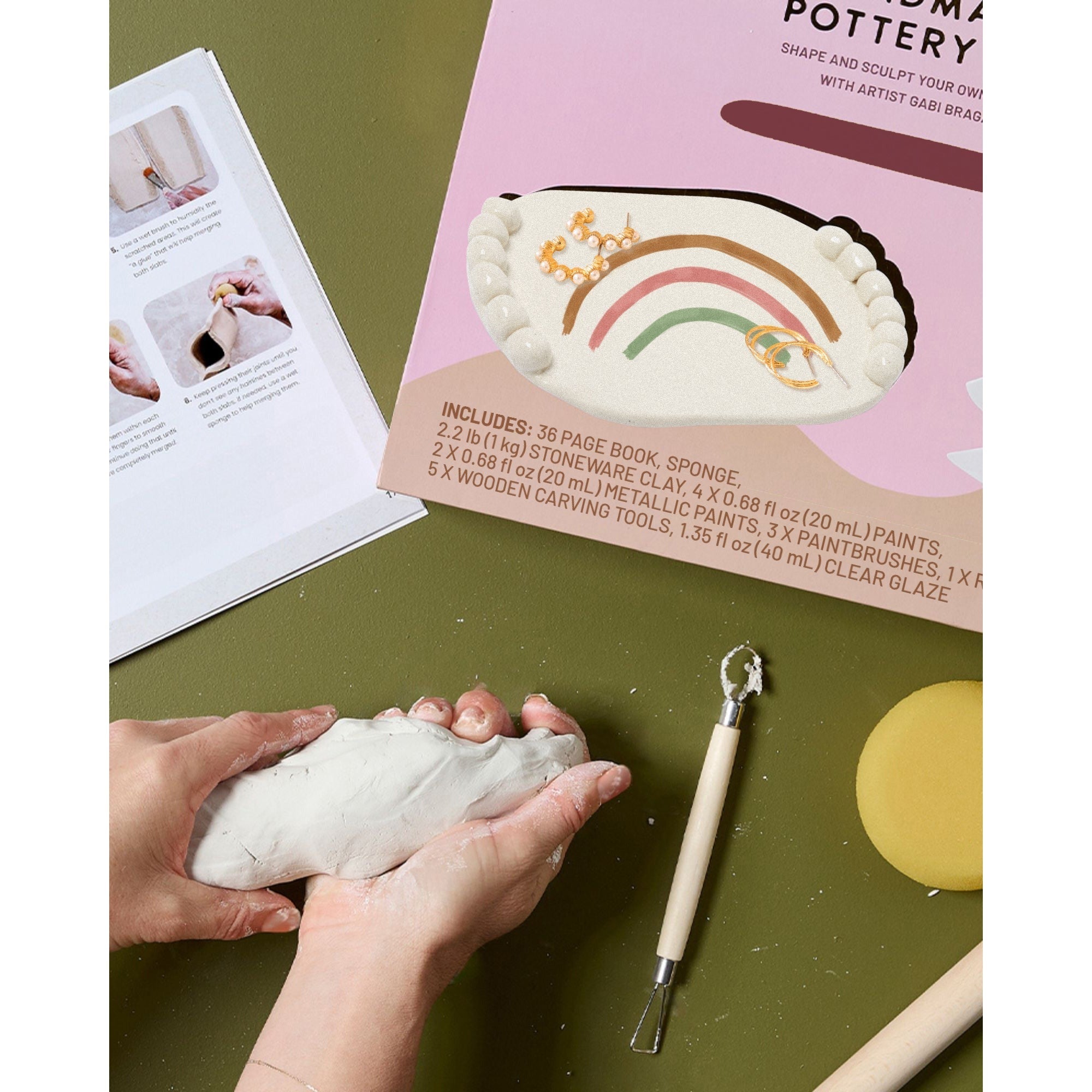 Journey Of Something Handmade Pottery Kit With Clay, Tools & Paints