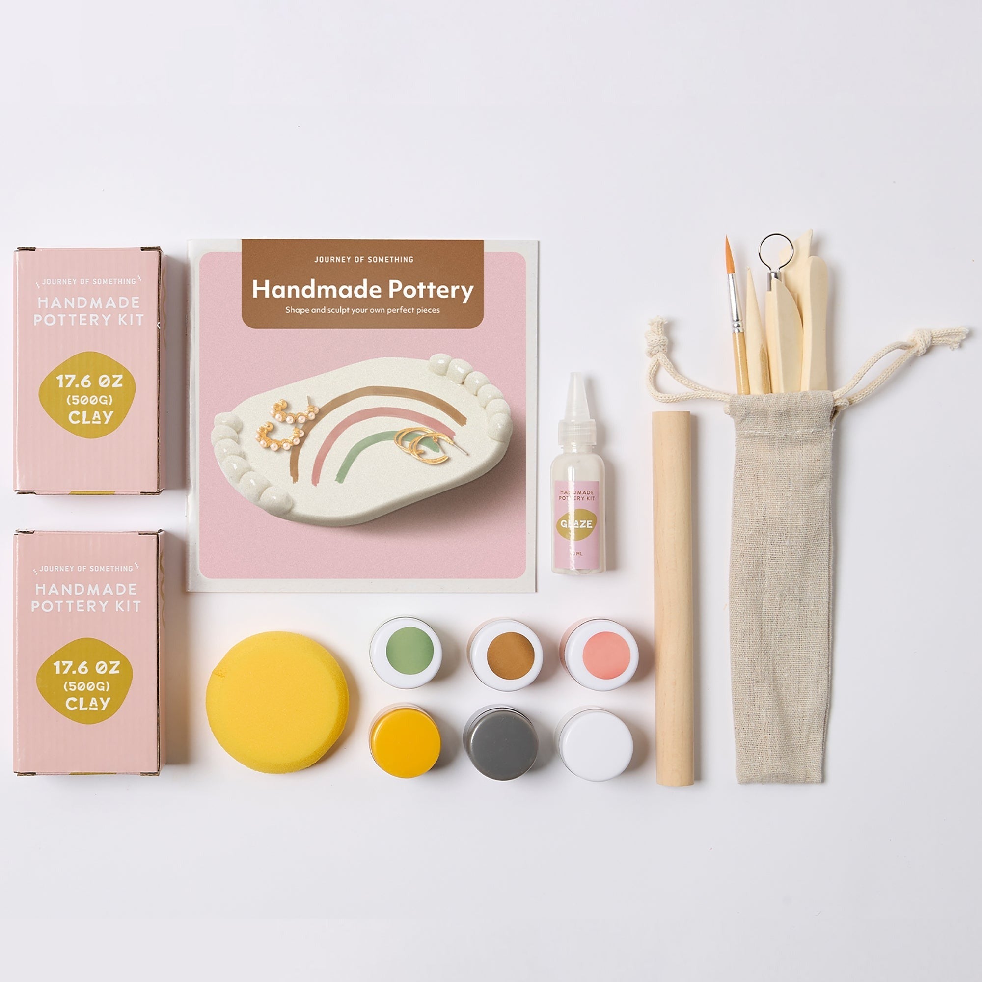 Journey Of Something Handmade Pottery Kit With Clay, Tools & Paints