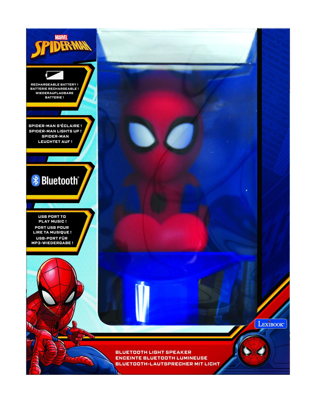 Marvel Spider-Man Illuminating Bluetooth Speaker - Light-Up Eyes - Red