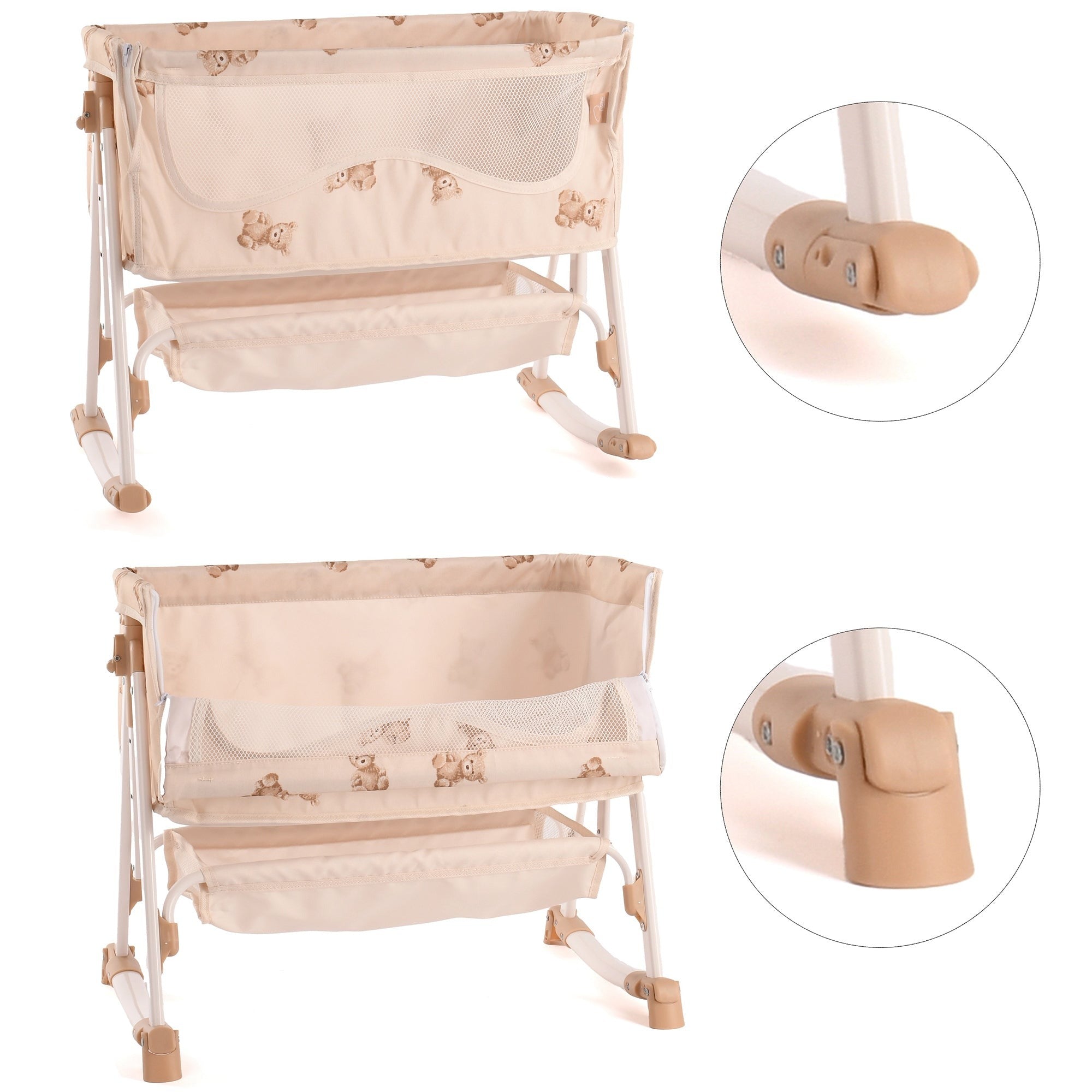 Roma Teddy Bedside Crib Doll Accessory With Adjustable Height