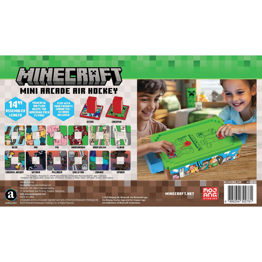 Minecraft Arcade Mini Air Hockey Overworld Edition 14-Inch Tabletop Game