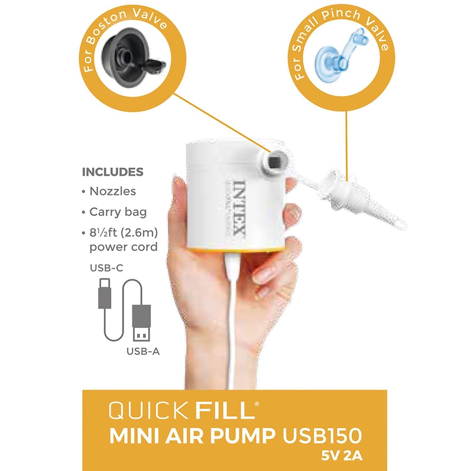Intex Quick-Fill USB Electric Air Pump For Pool Floats And Inflatables