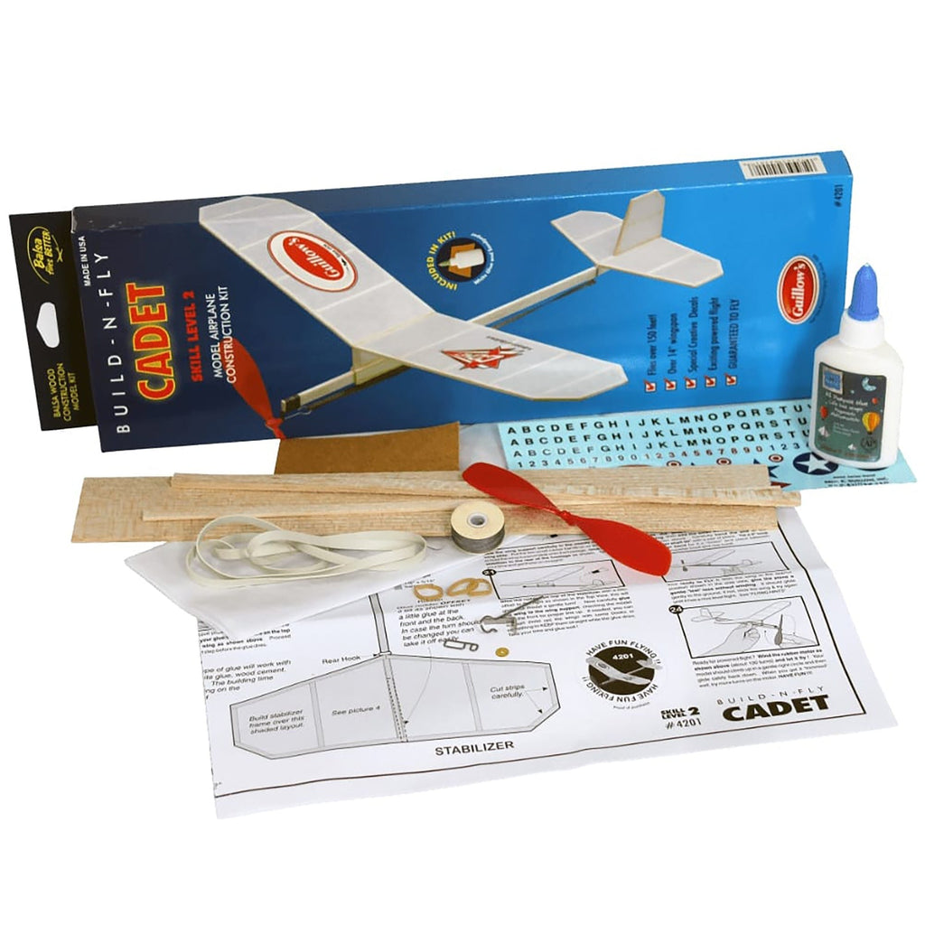 Guillow's Cadet STEM Balsa Wood Model Airplane Building Kit - Level 2