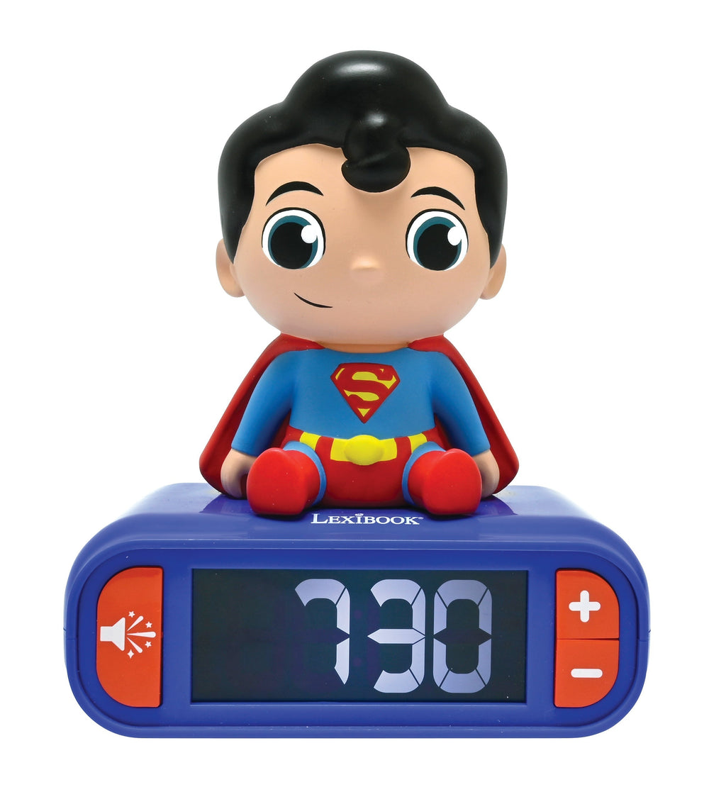 Superman-Themed Night Light and Sound Alarm Clock - Blue
