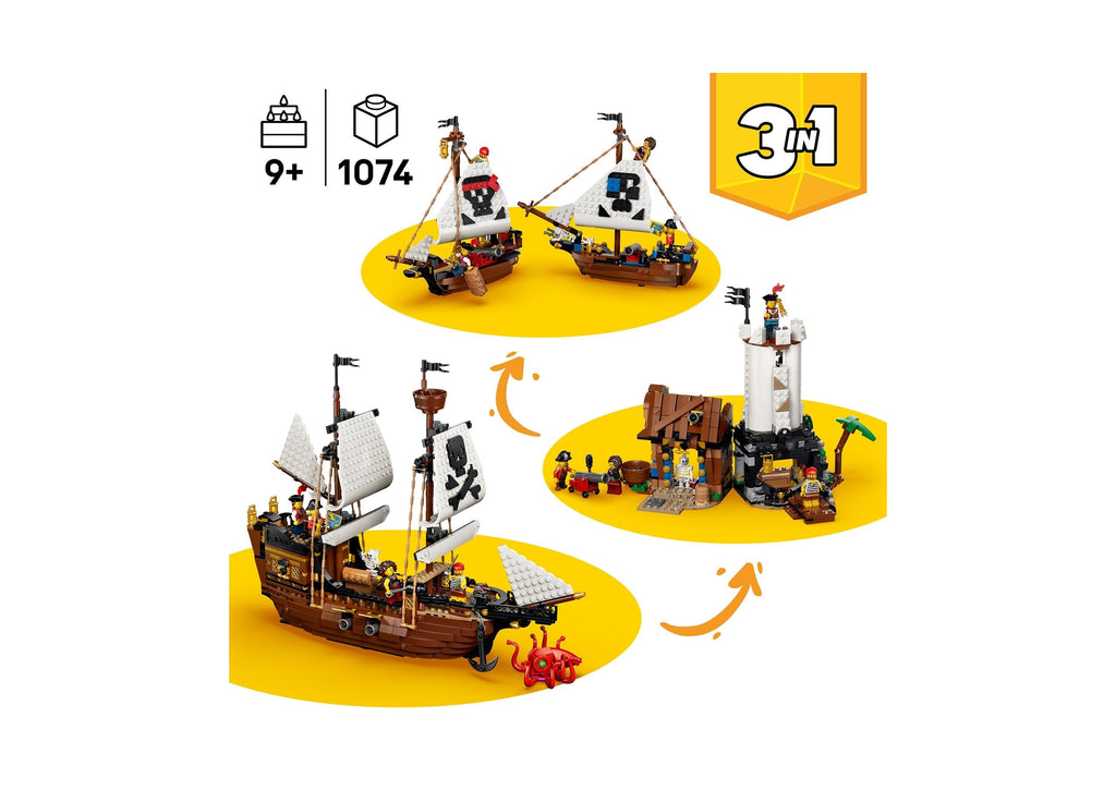LEGO Creator 3-in-1 Iconic Pirate Ship 1,074-Piece Building Set
