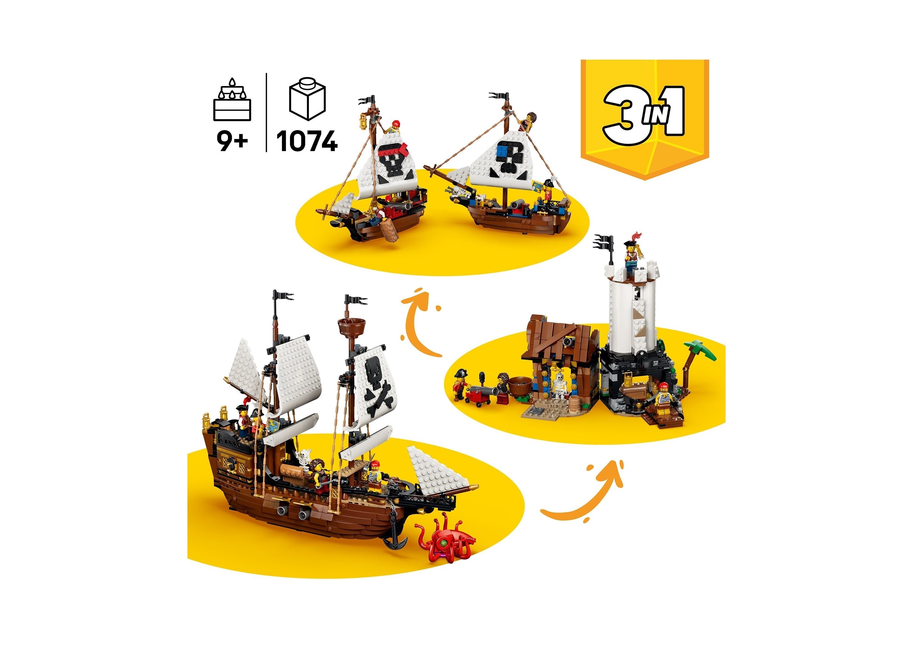LEGO Creator 3-in-1 Iconic Pirate Ship 1,074-Piece Building Set