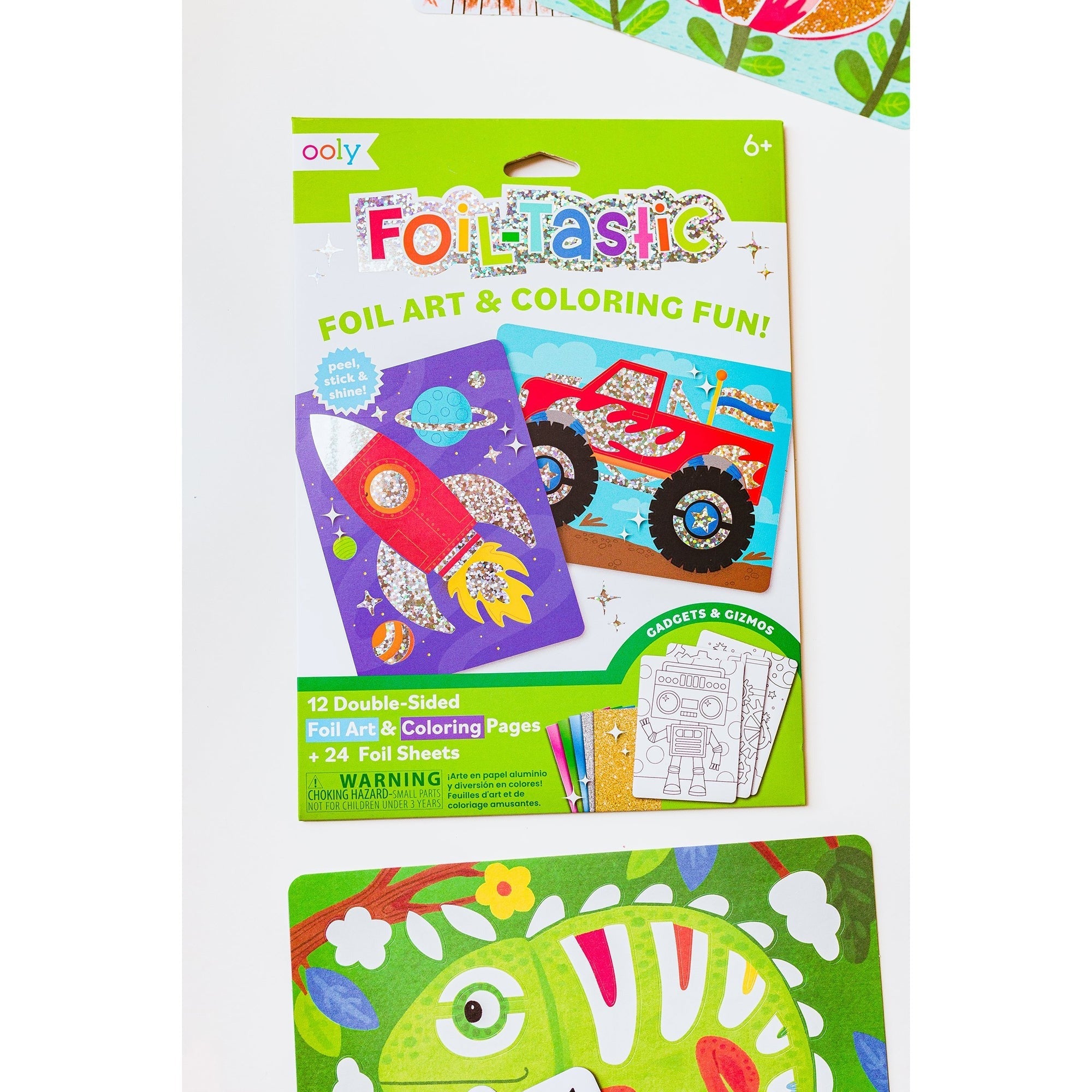 OOLY Gadgets & Gizmos Foil Art Coloring Set - 12 Double-Sided Pages, for Kids 6+